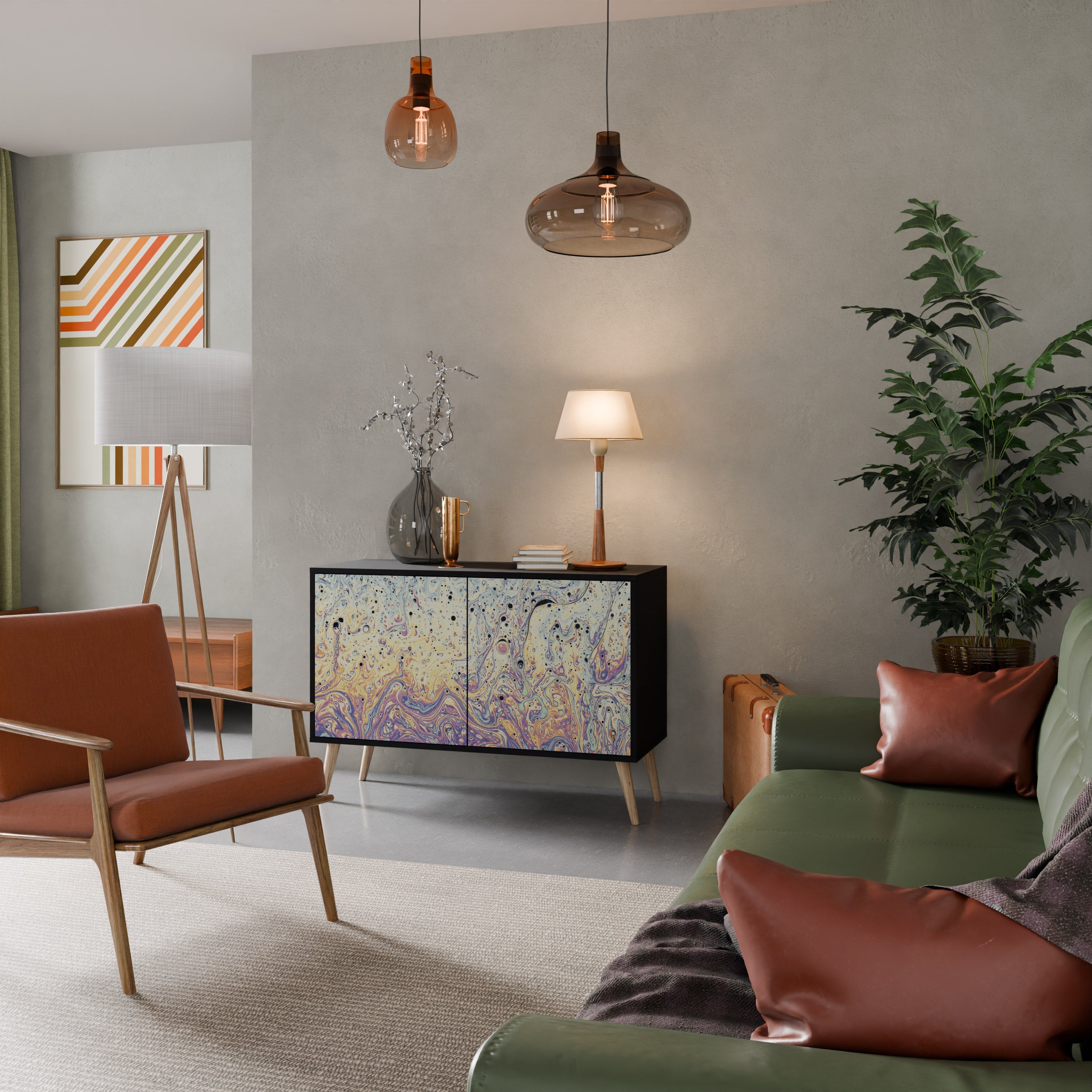 MOSAIC OF COLORS Aparador de 2 Portas em Acabamento Preto