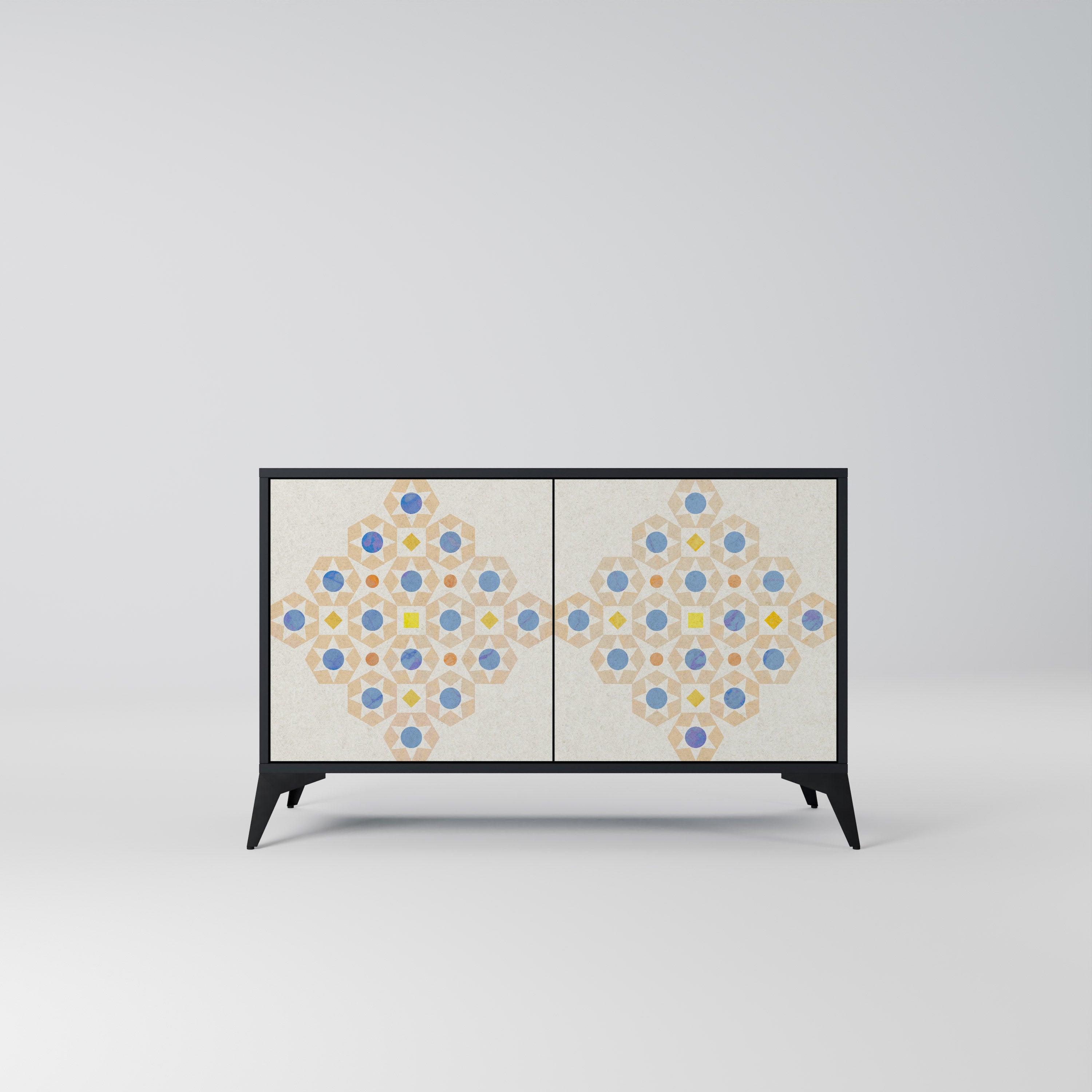 PATTERNED PRISM Aparador de 2 Portas em Acabamento Preto