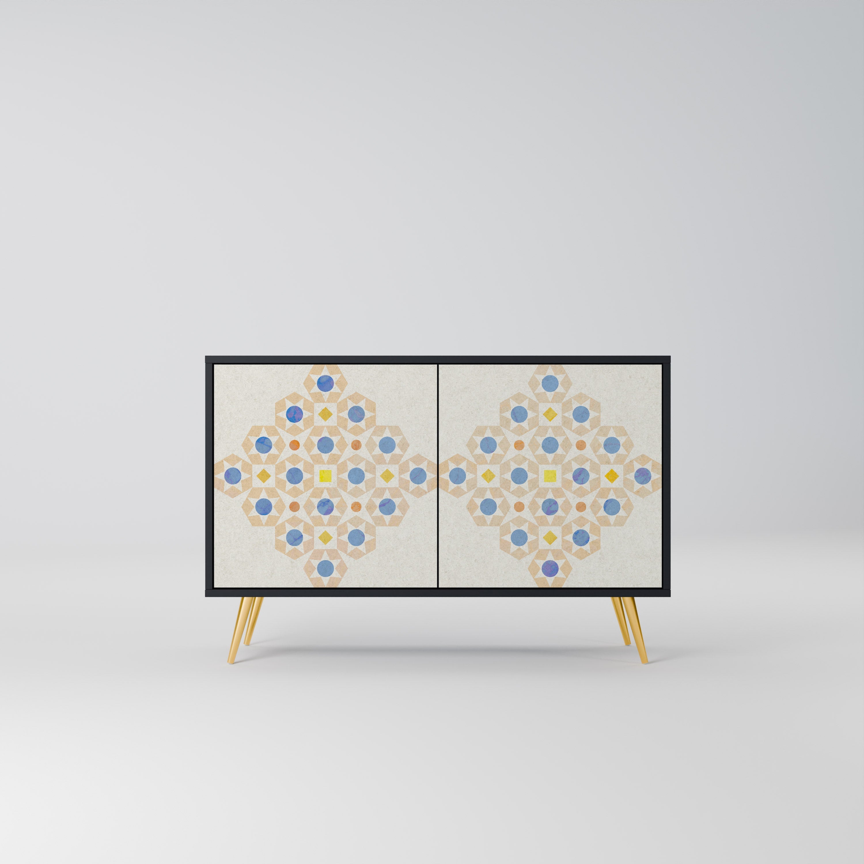 PATTERNED PRISM Aparador de 2 Portas em Acabamento Preto