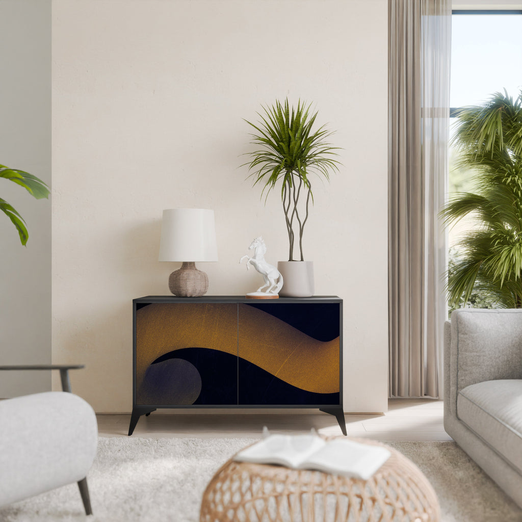 HOLLOW TIME Aparador de 2 Portas em Acabamento Preto