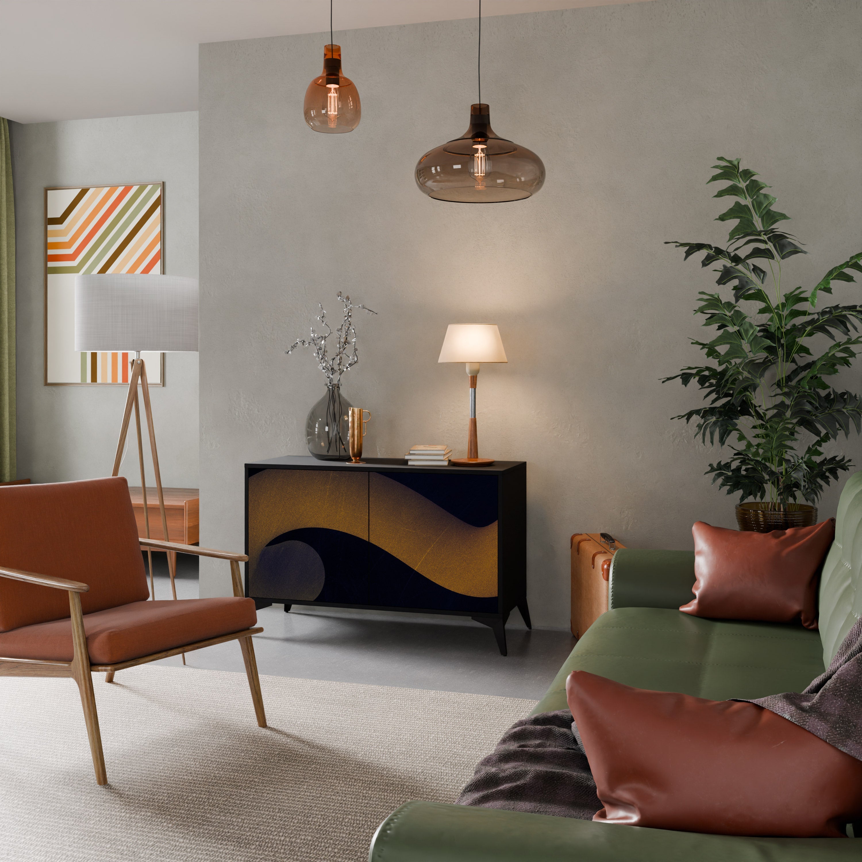 HOLLOW TIME Aparador de 2 Portas em Acabamento Preto