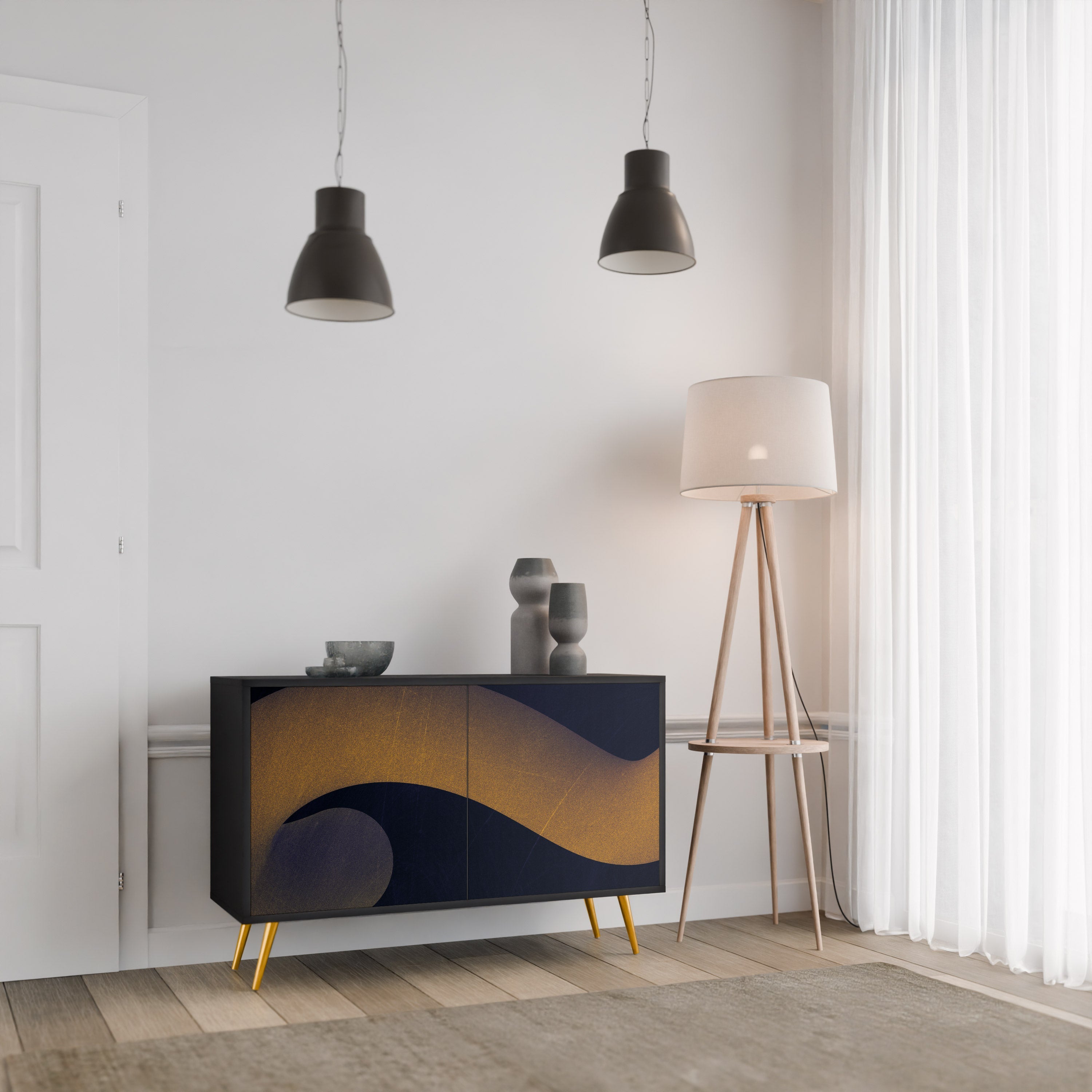 HOLLOW TIME Aparador de 2 Portas em Acabamento Preto