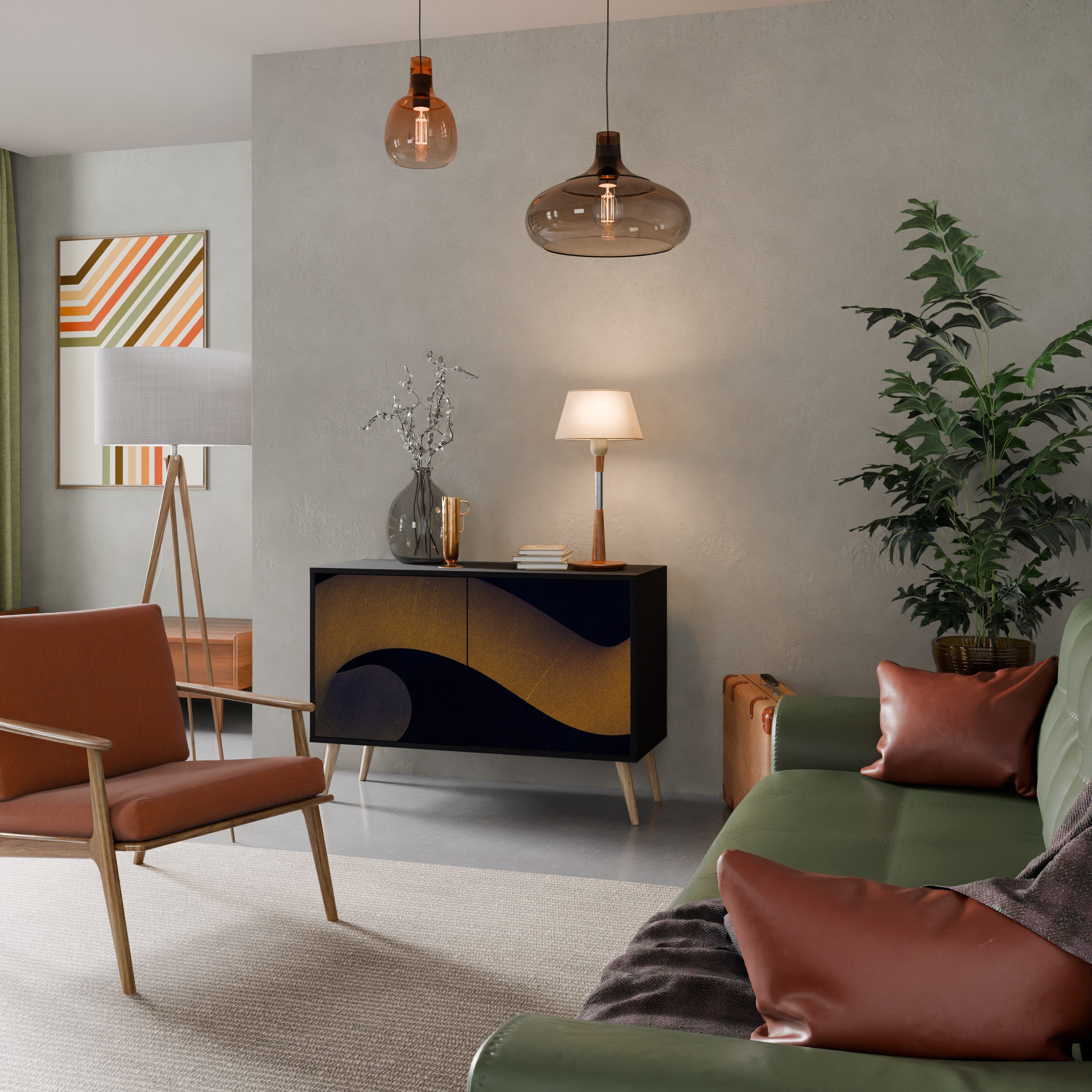 HOLLOW TIME Aparador de 2 Portas em Acabamento Preto