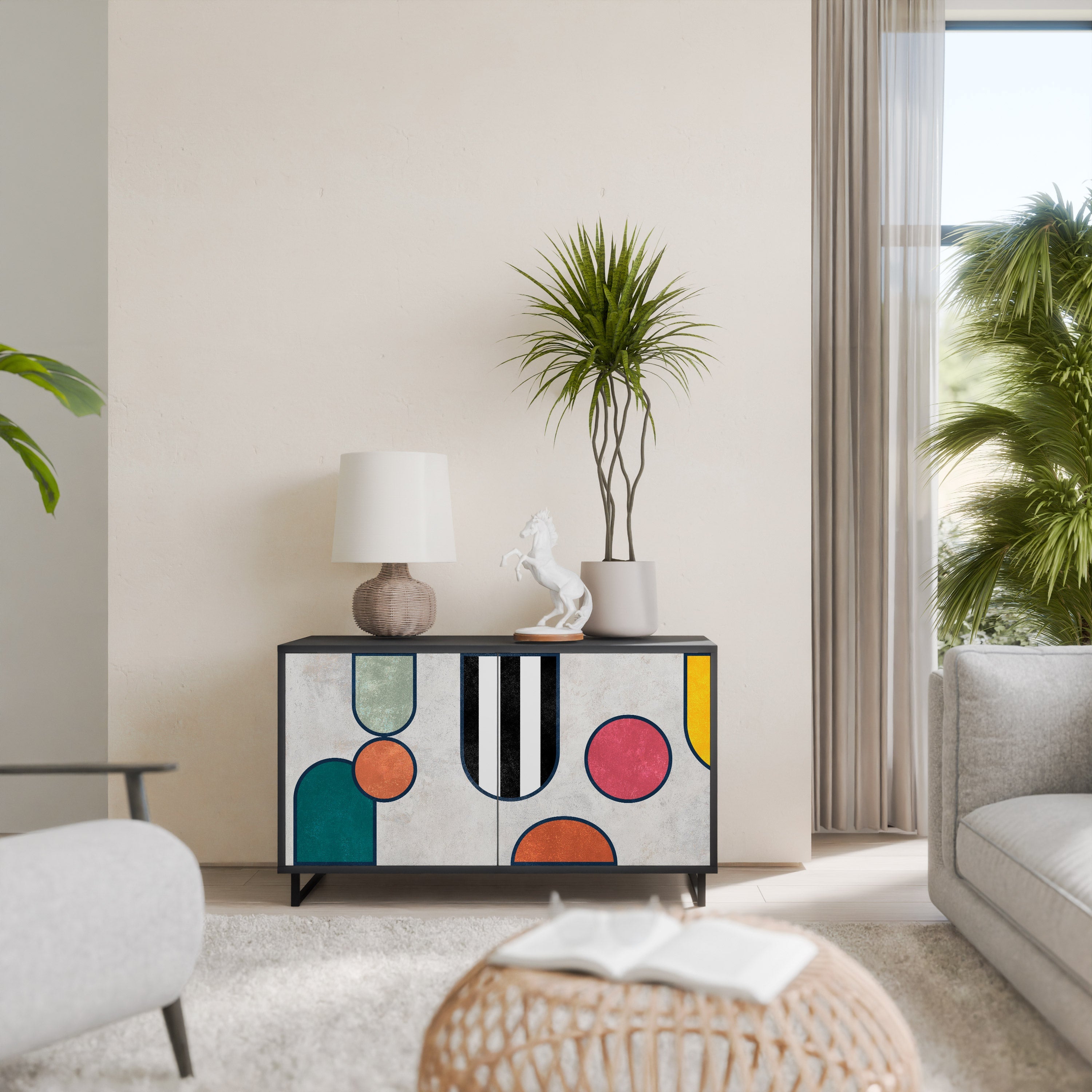 COOL STORY Aparador de 2 Portas em Acabamento Preto