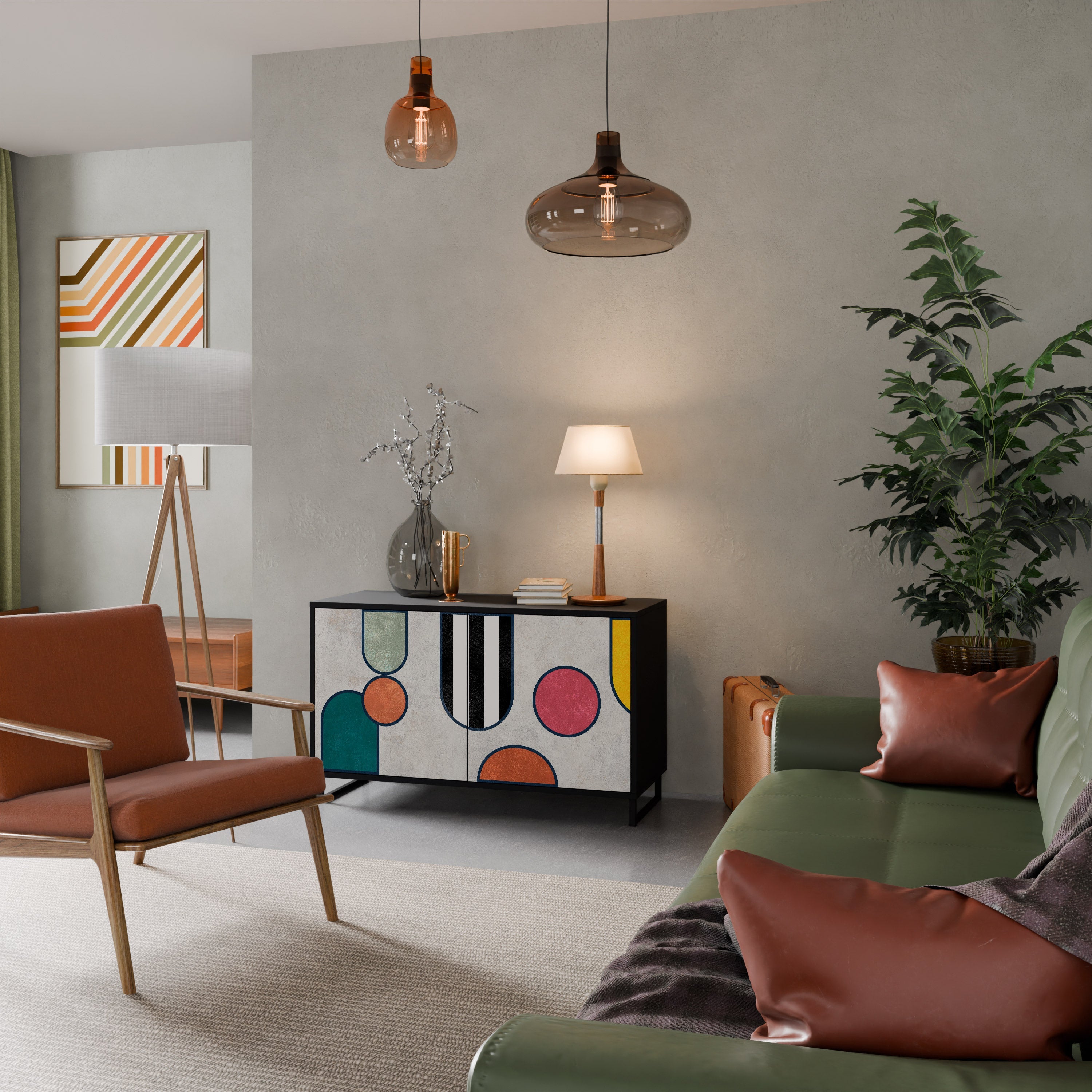 COOL STORY Aparador de 2 Portas em Acabamento Preto