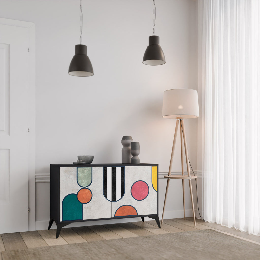 COOL STORY Aparador de 2 Portas em Acabamento Preto