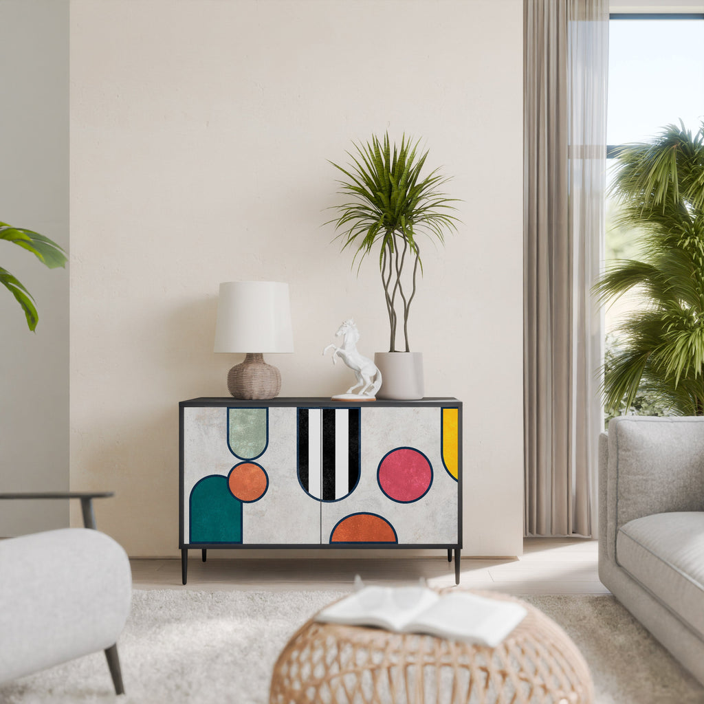 COOL STORY Aparador de 2 Portas em Acabamento Preto