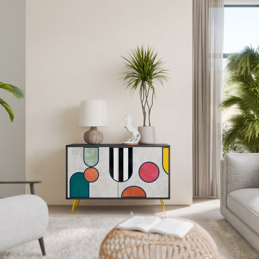 COOL STORY Aparador de 2 Portas em Acabamento Preto