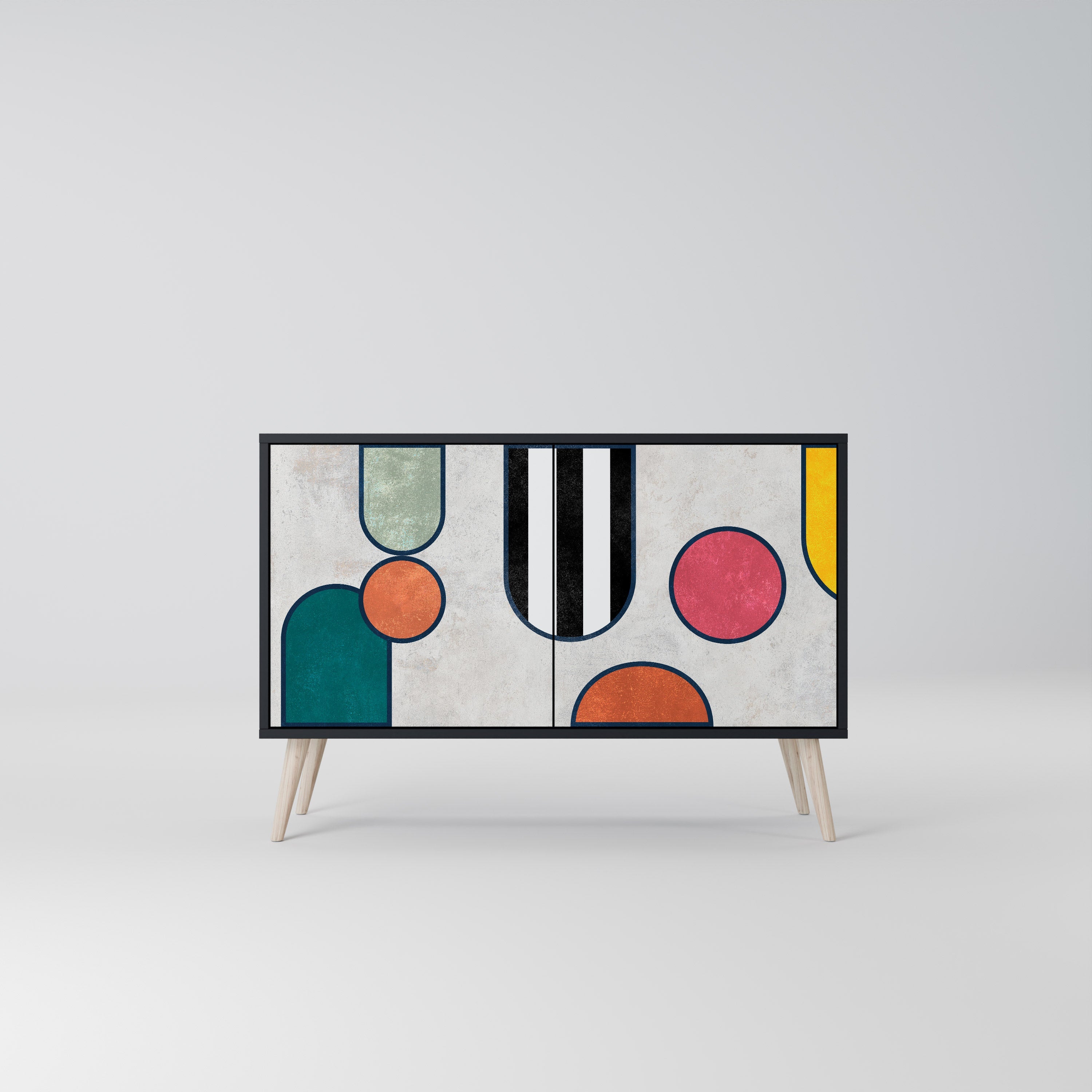 COOL STORY Aparador de 2 Portas em Acabamento Preto