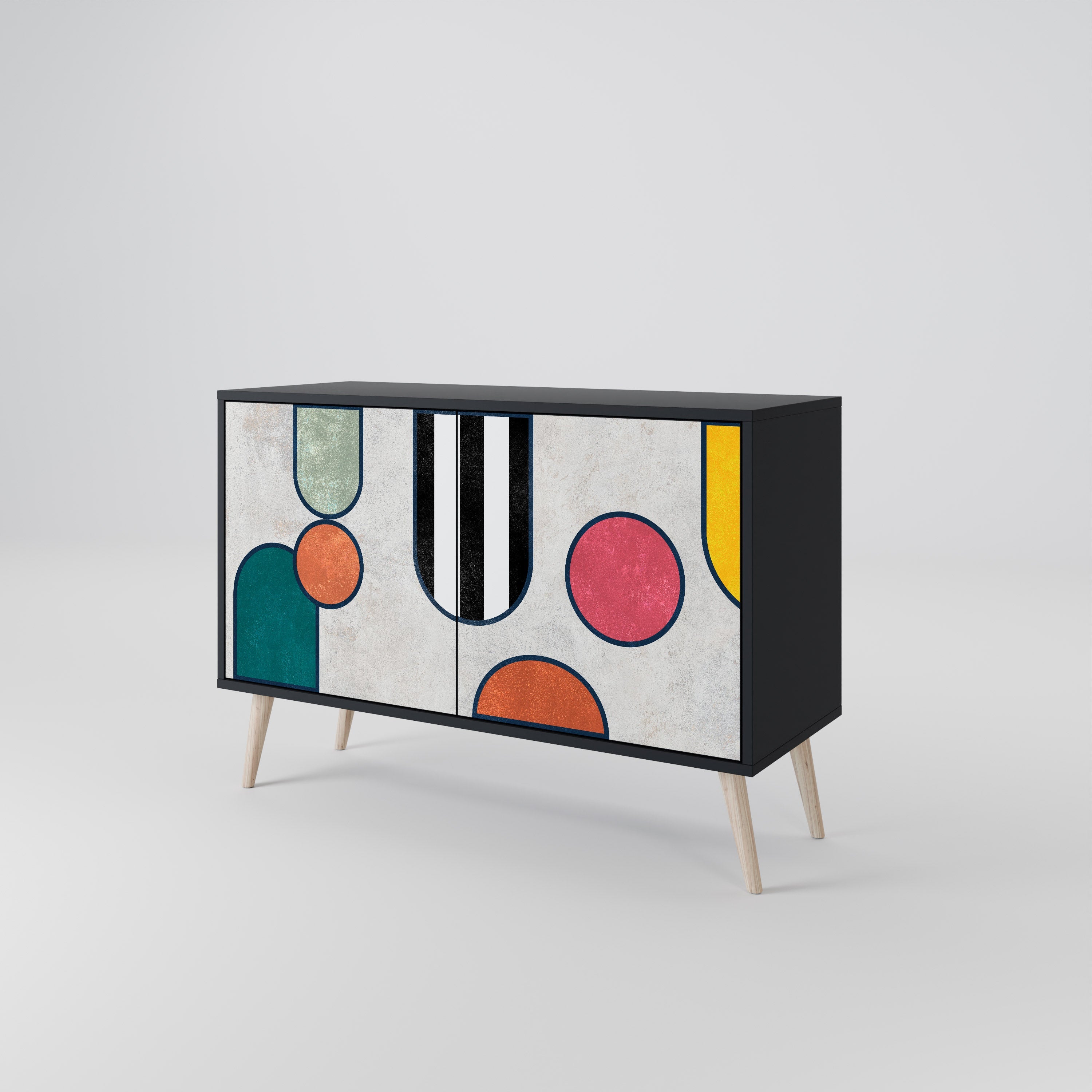 COOL STORY Aparador de 2 Portas em Acabamento Preto