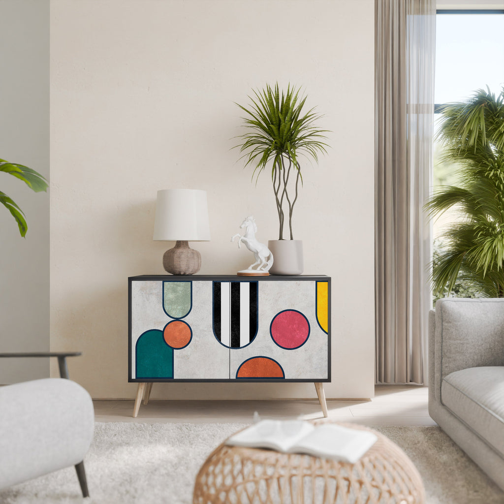 COOL STORY Aparador de 2 Portas em Acabamento Preto