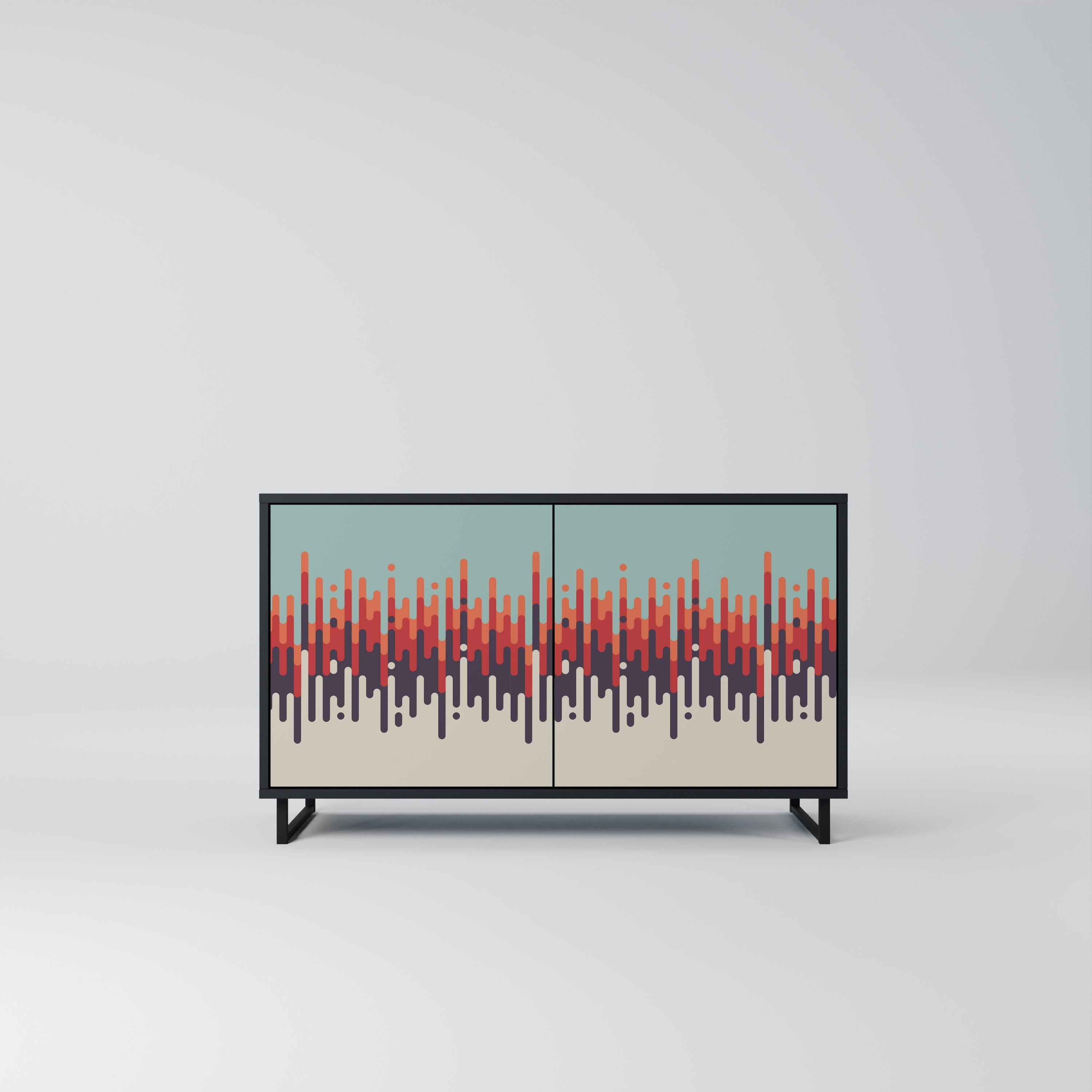 CHROMA CONTOURS Aparador de 2 Portas em Acabamento Preto