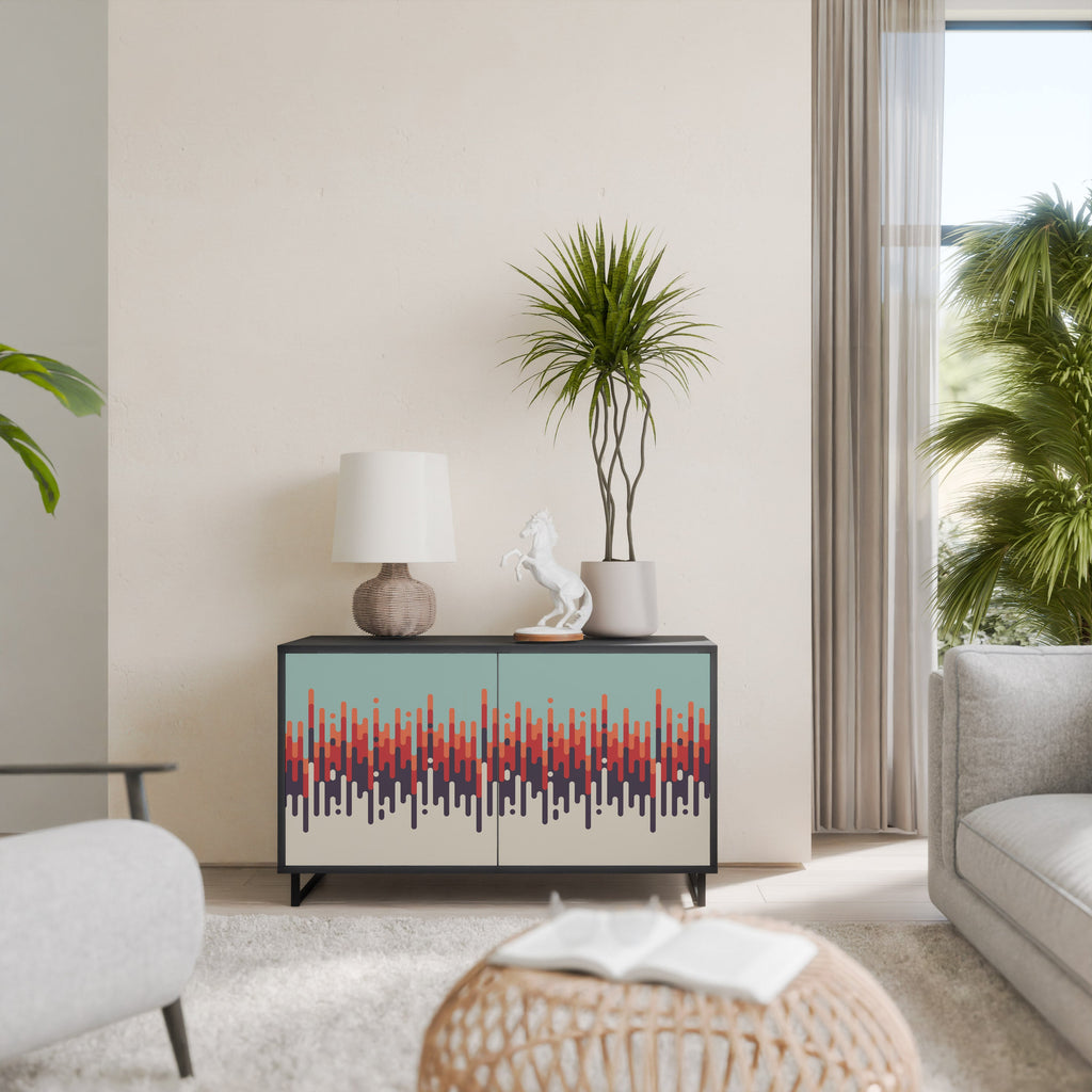 CHROMA CONTOURS Aparador de 2 Portas em Acabamento Preto