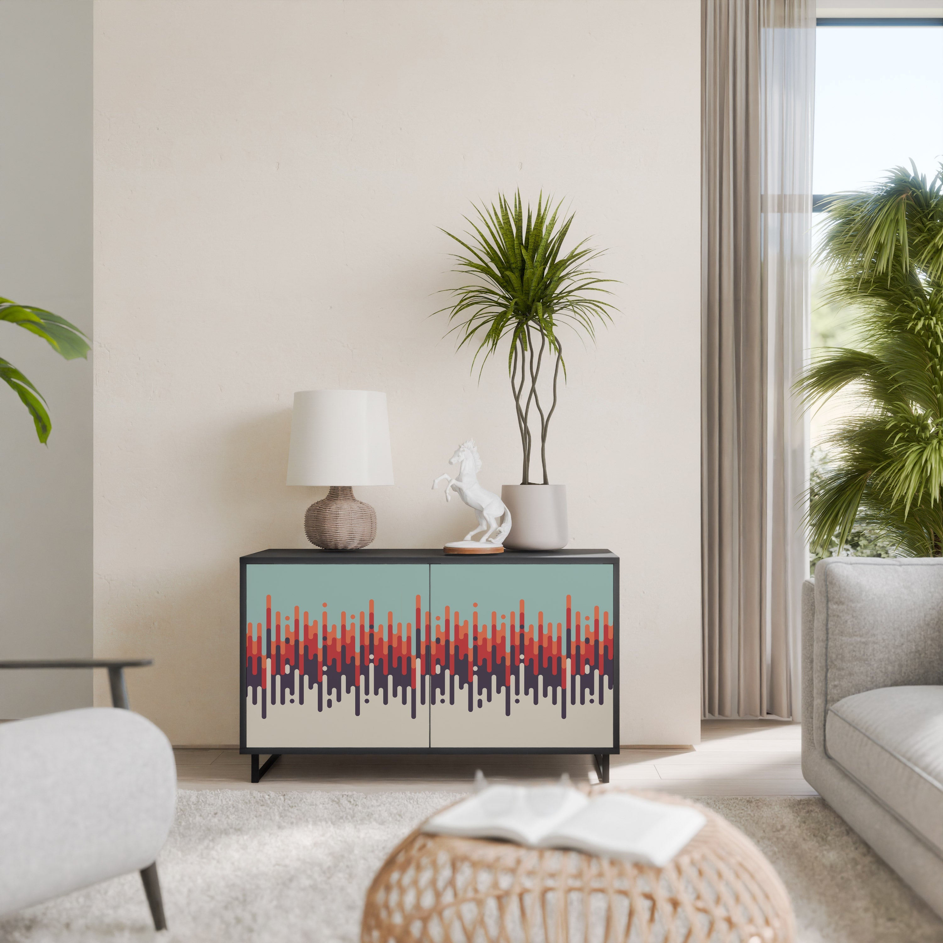 CHROMA CONTOURS Aparador de 2 Portas em Acabamento Preto