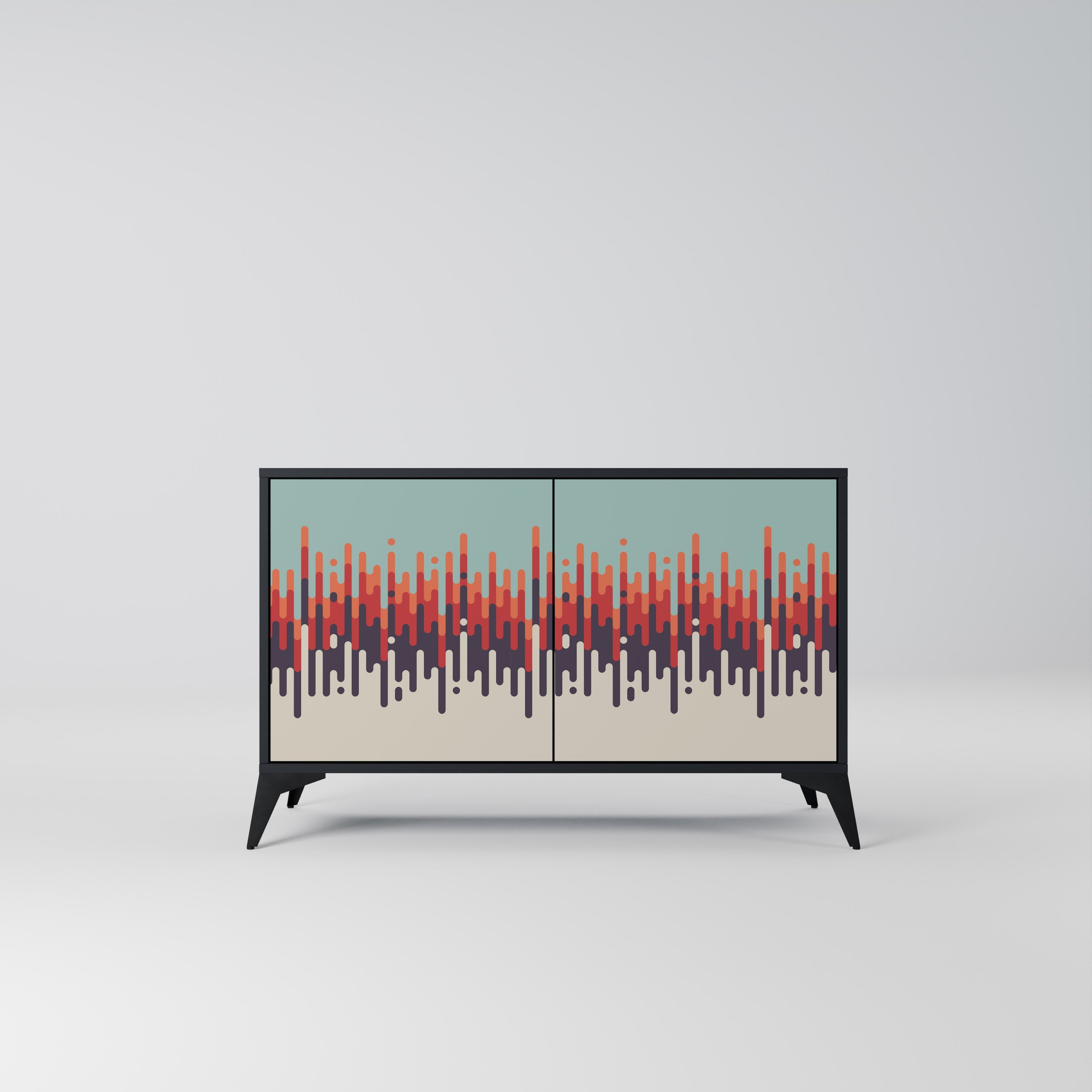 CHROMA CONTOURS Aparador de 2 Portas em Acabamento Preto