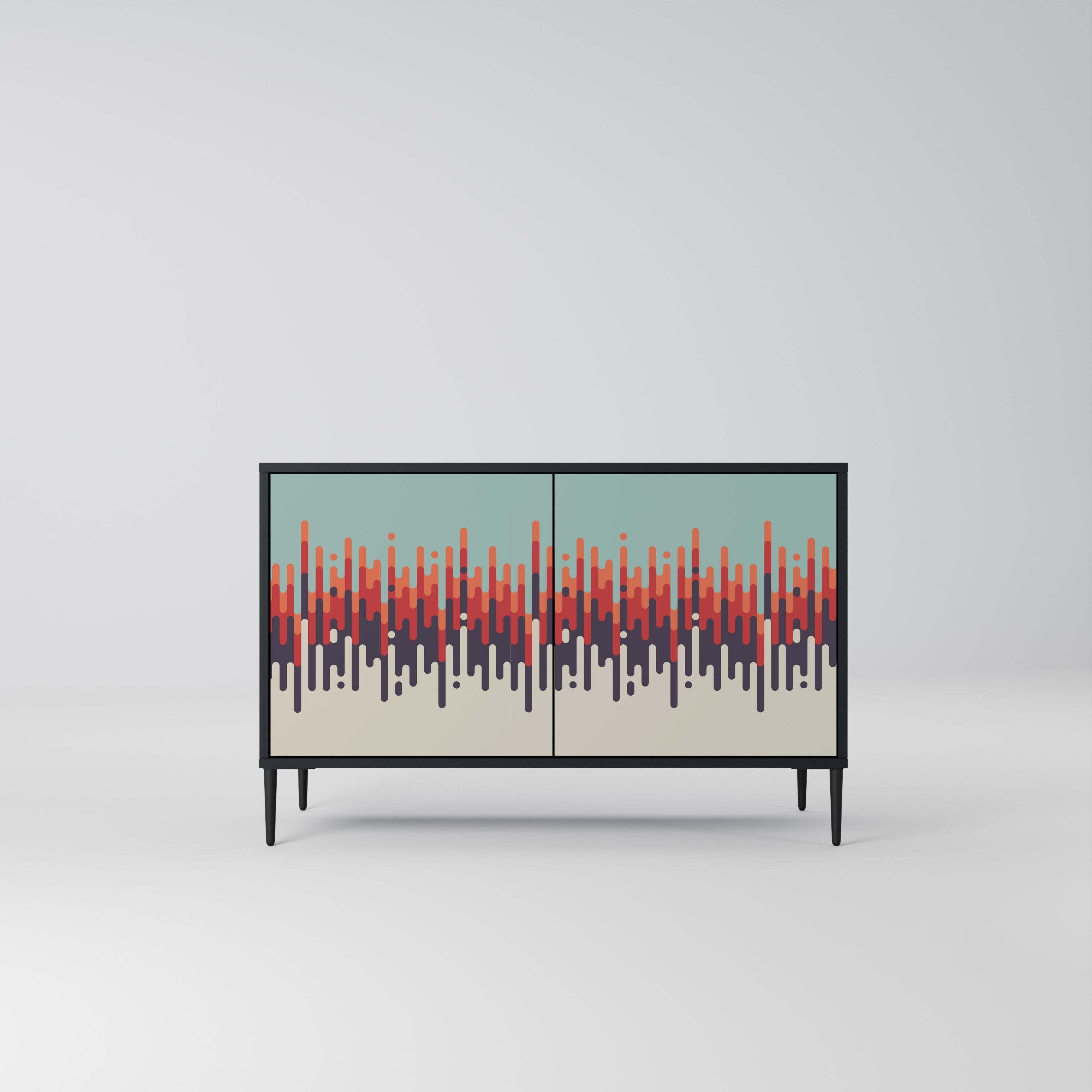 CHROMA CONTOURS Aparador de 2 Portas em Acabamento Preto