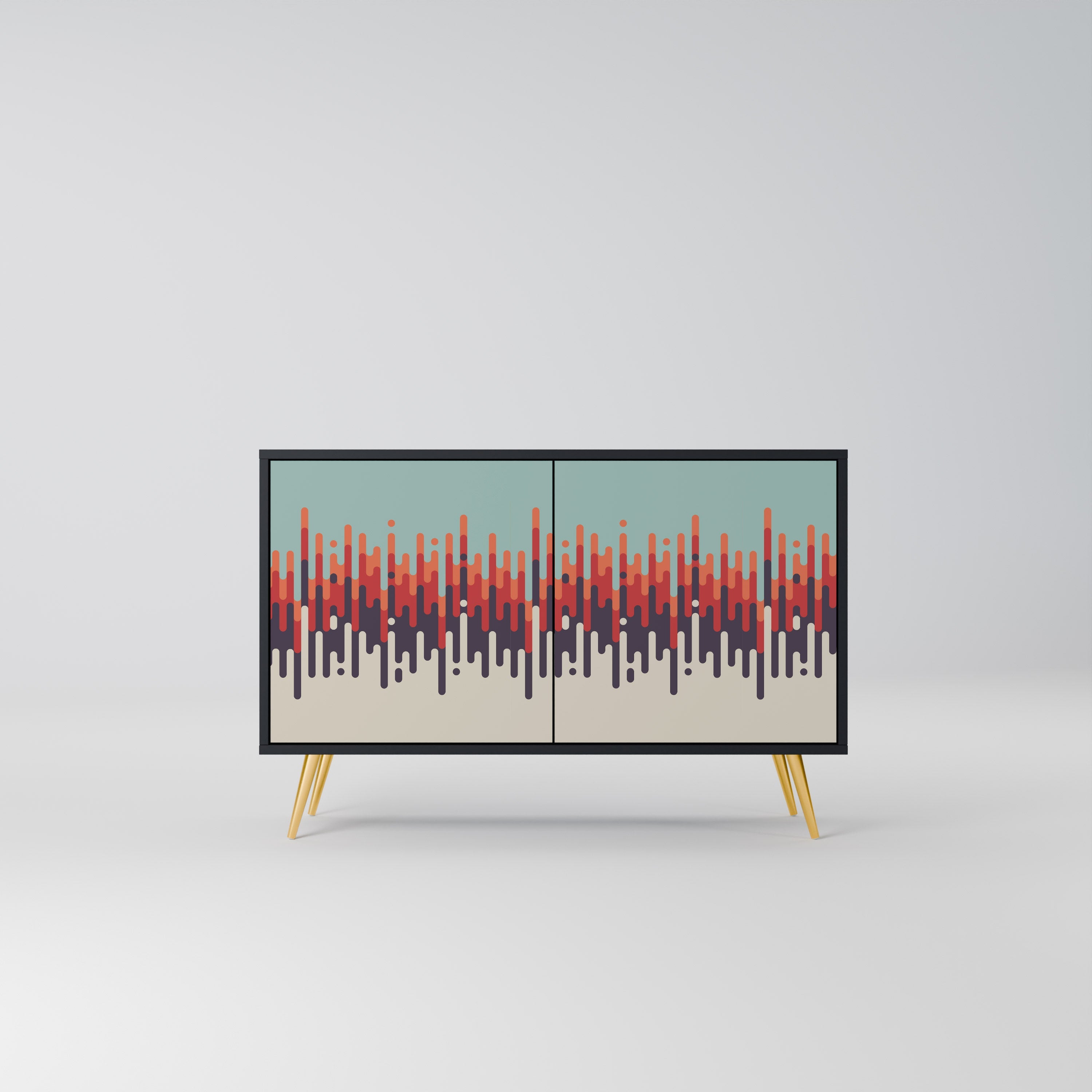 CHROMA CONTOURS Aparador de 2 Portas em Acabamento Preto