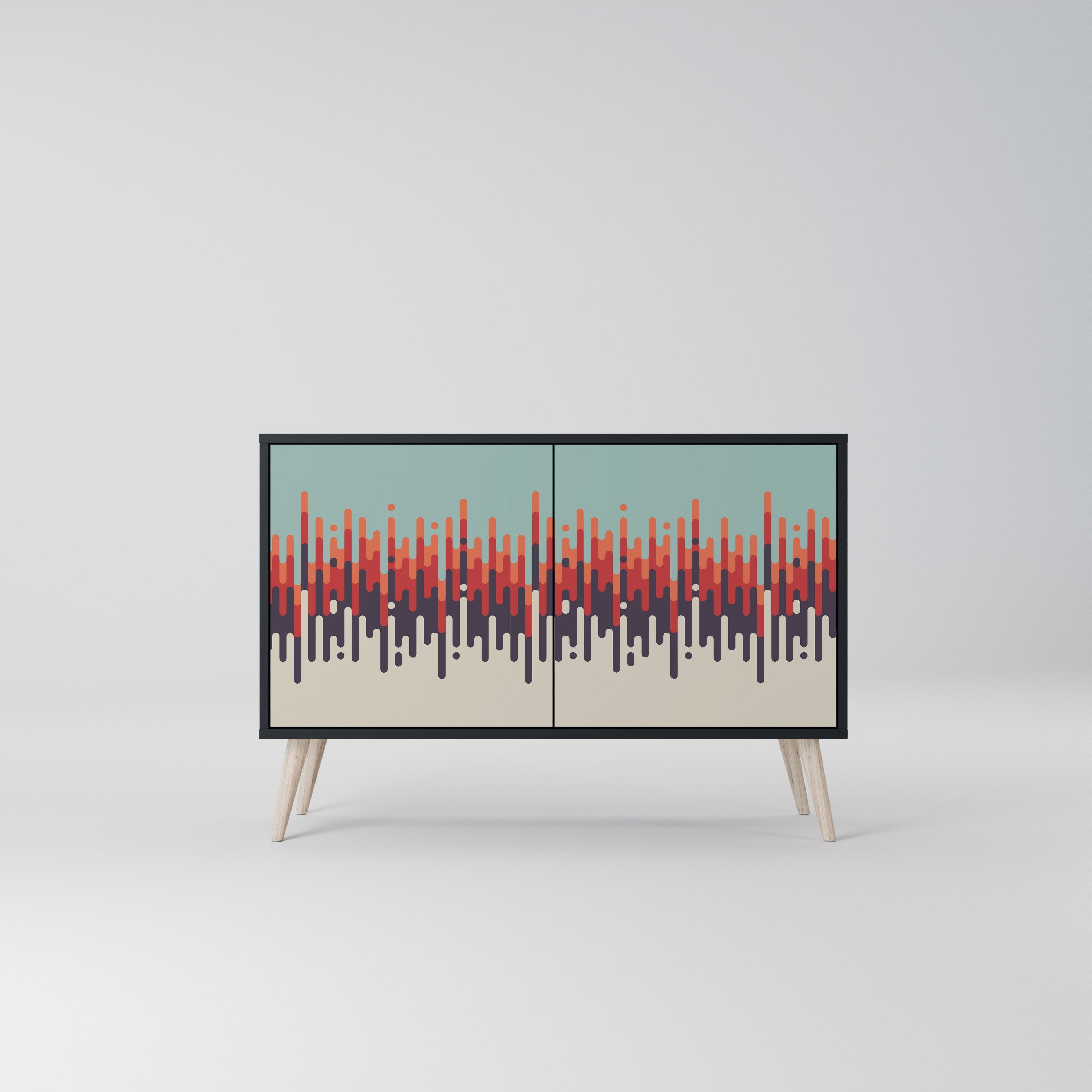 CHROMA CONTOURS Aparador de 2 Portas em Acabamento Preto