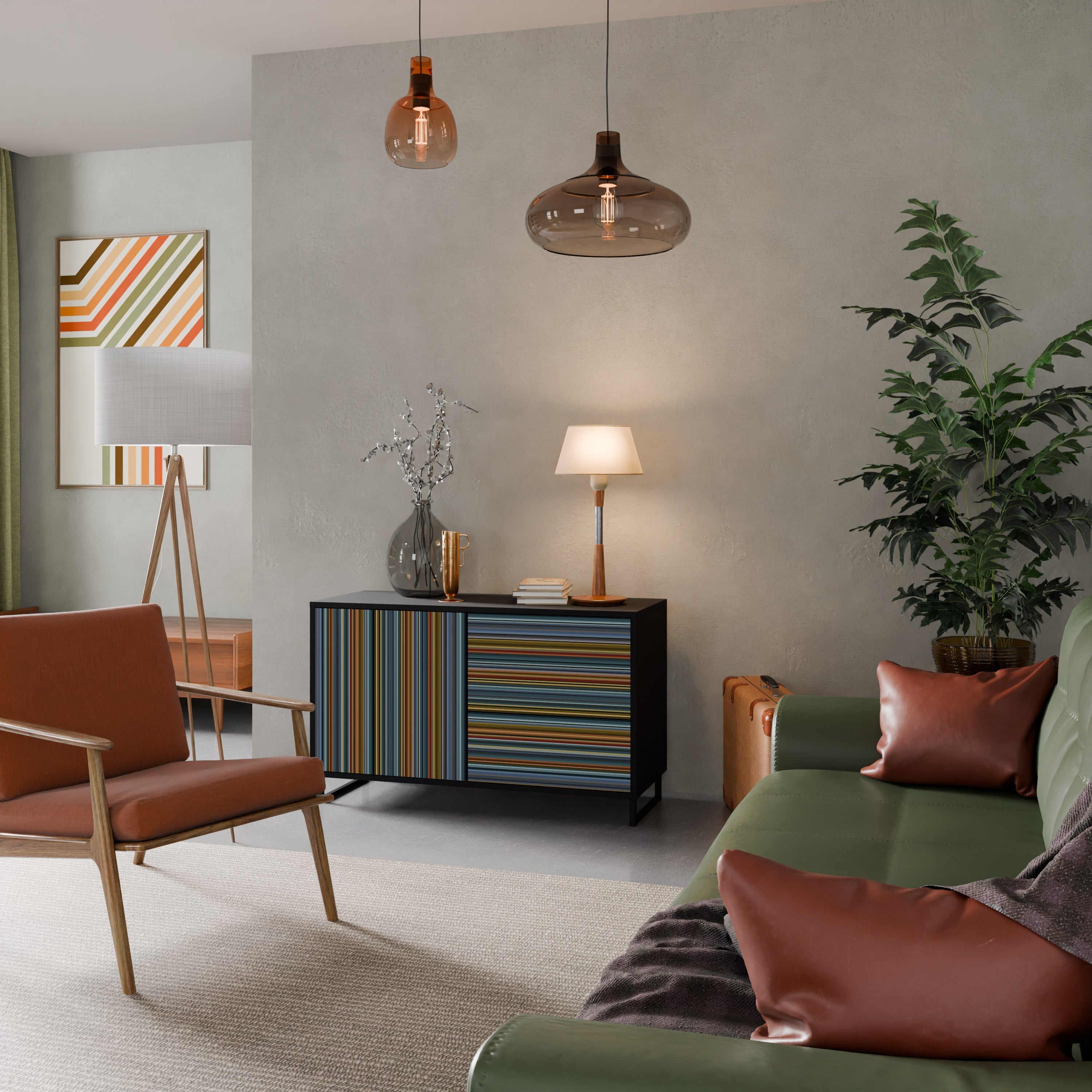 LINEOUT SPECTRUM Aparador de 2 Portas em Acabamento Preto