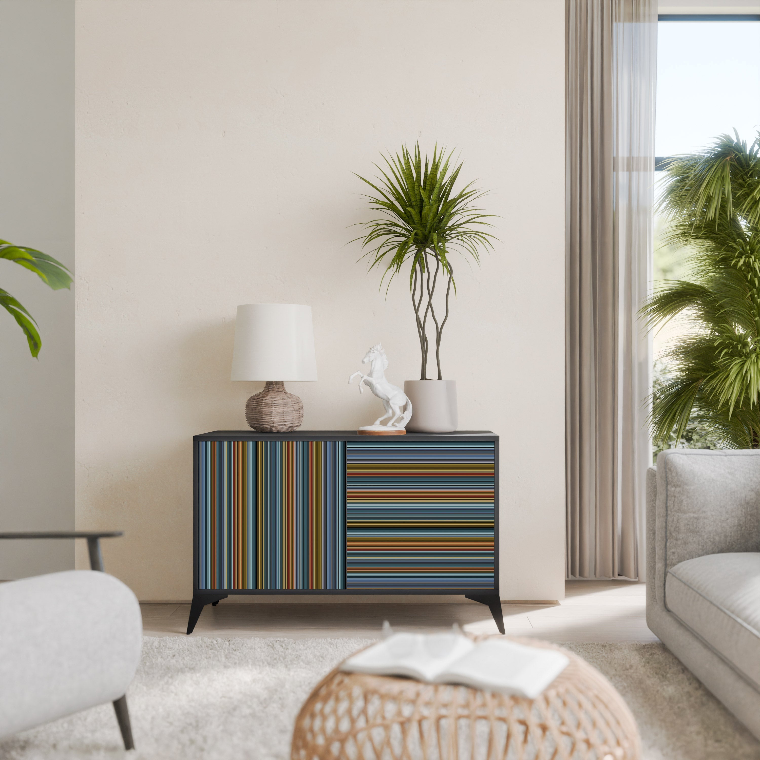 LINEOUT SPECTRUM Aparador de 2 Portas em Acabamento Preto