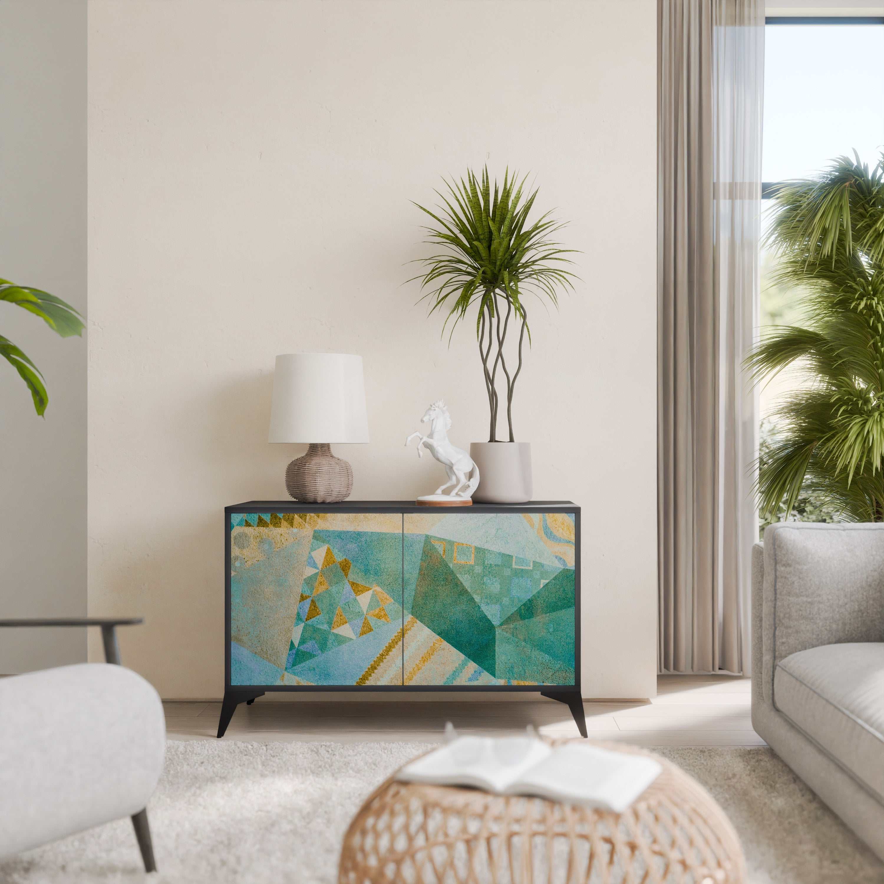 SPECTRUM SPLENDOR Aparador de 2 Portas em Acabamento Preto