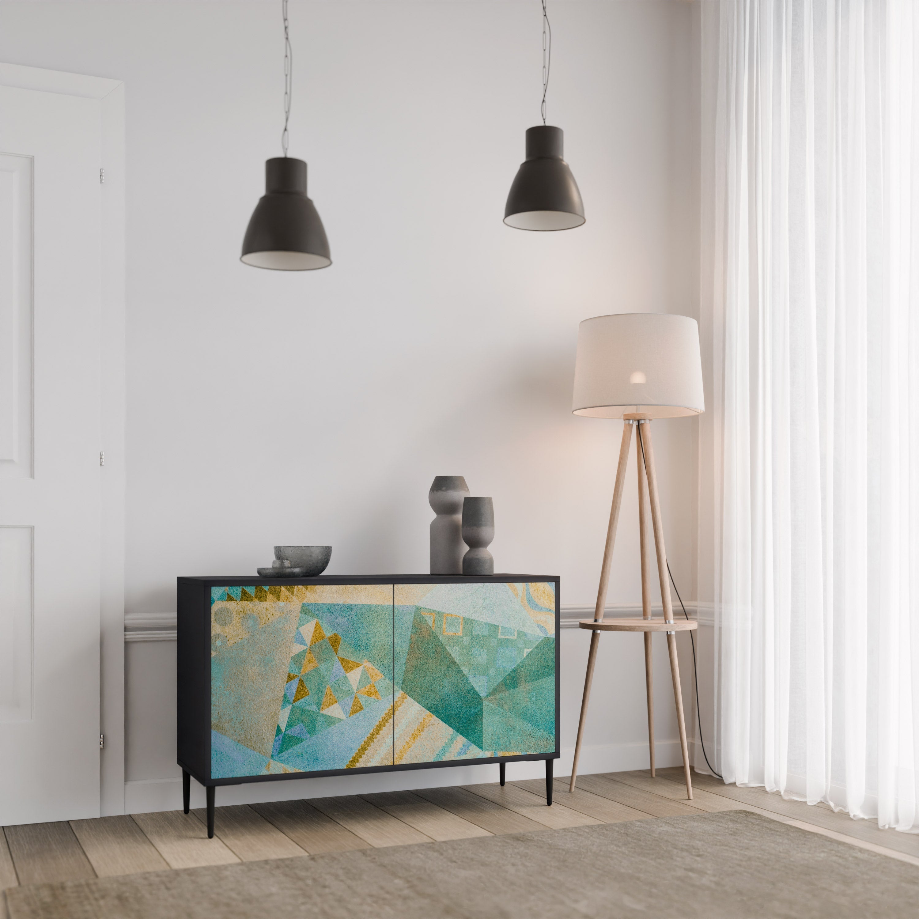 SPECTRUM SPLENDOR Aparador de 2 Portas em Acabamento Preto