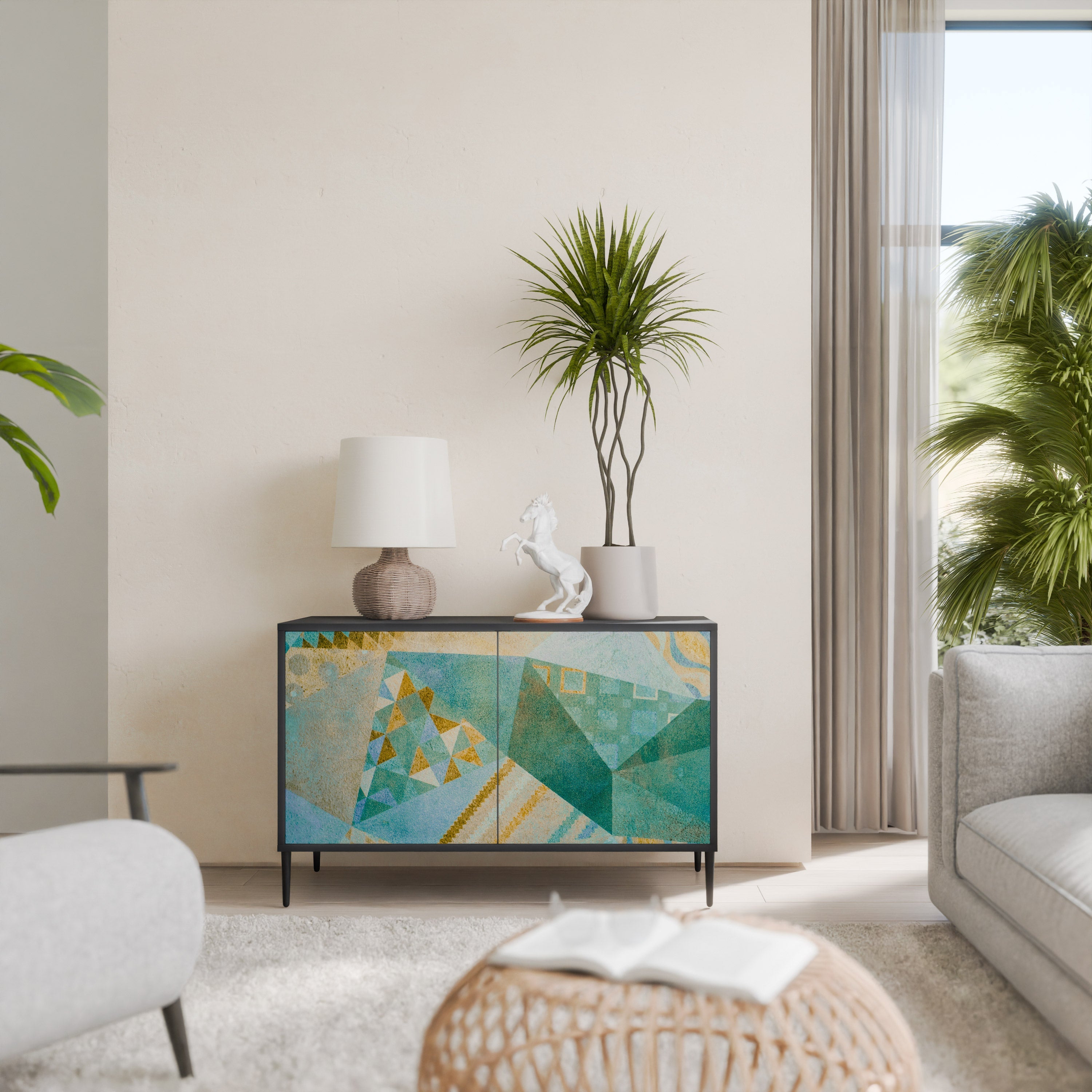 SPECTRUM SPLENDOR Aparador de 2 Portas em Acabamento Preto