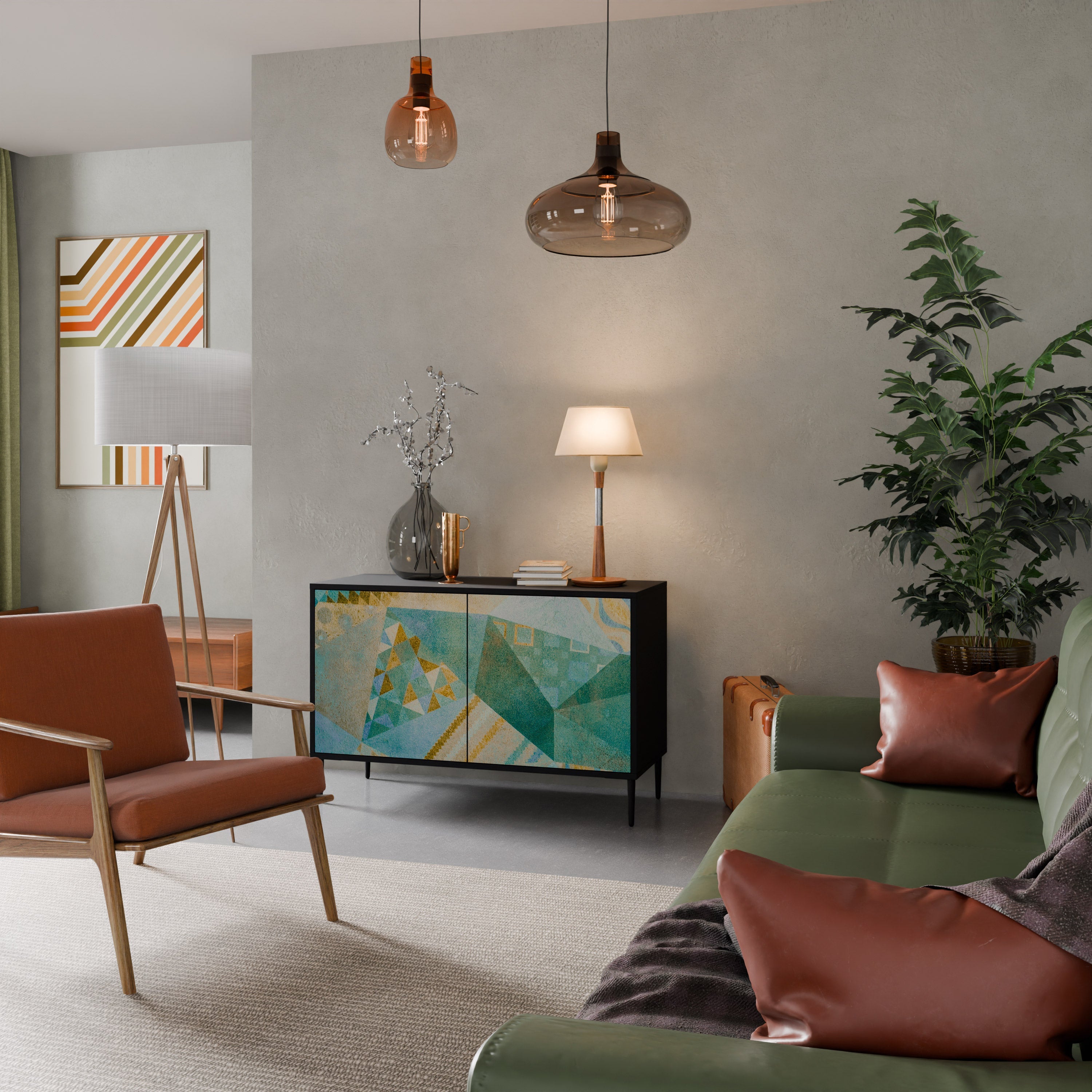 SPECTRUM SPLENDOR Aparador de 2 Portas em Acabamento Preto