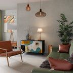 ABSTRACT FACES Aparador de 2 Portas em Acabamento Preto