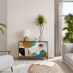 ABSTRACT FACES Aparador de 2 Portas em Acabamento Preto