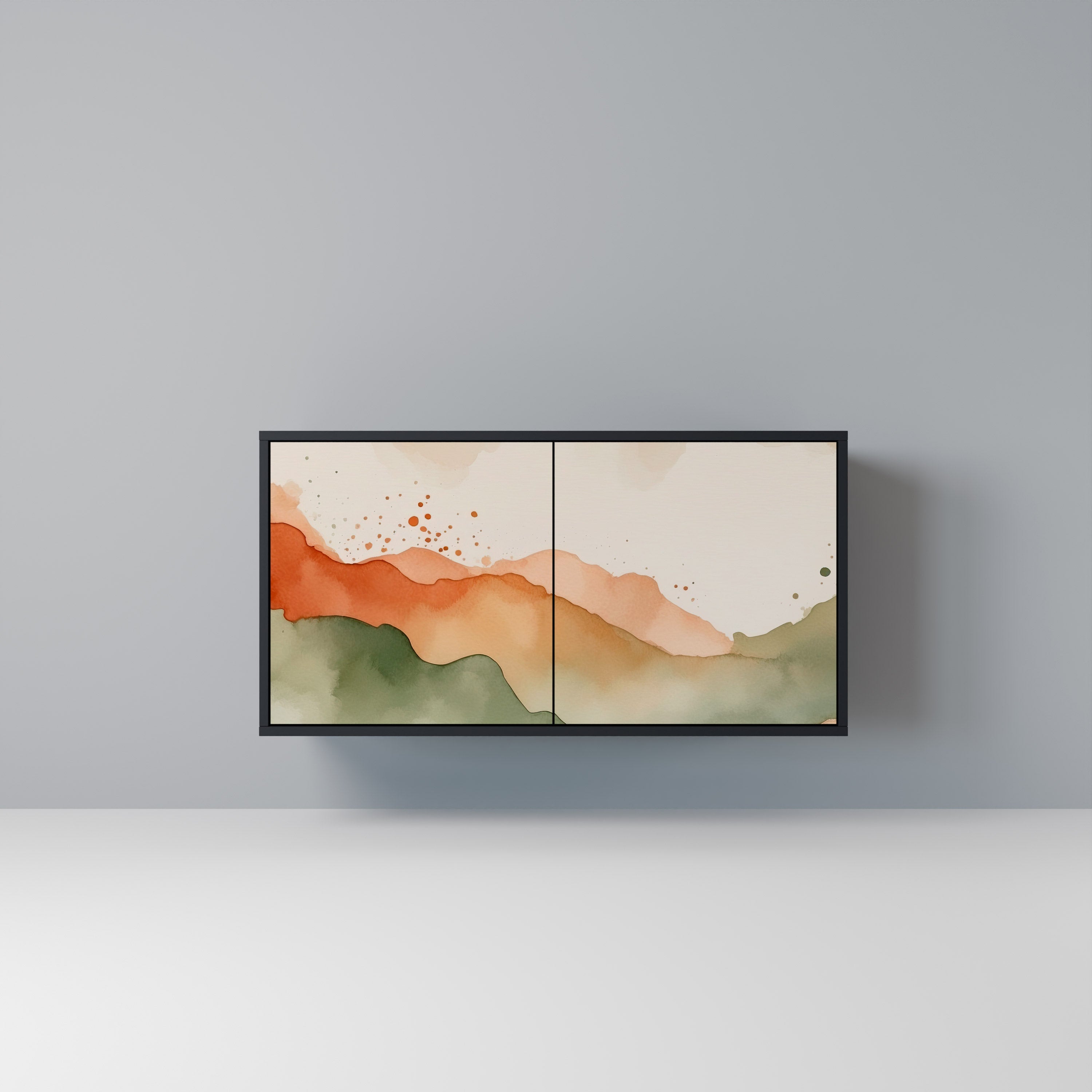 WATERCOLOUR PEAKS Aparador de 2 Portas em Acabamento Preto