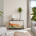 WATERCOLOUR PEAKS Aparador de 2 Portas em Acabamento Preto