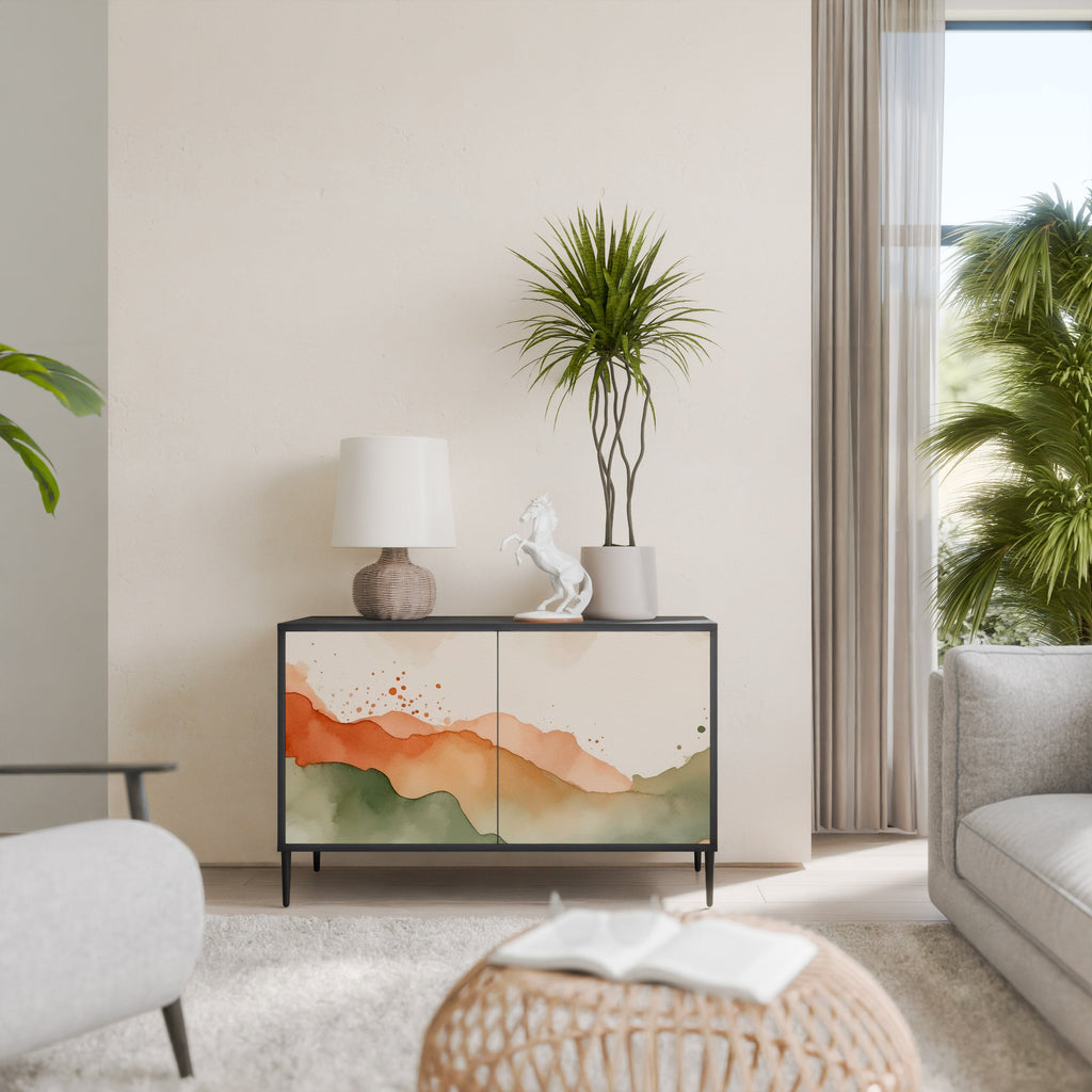 WATERCOLOUR PEAKS Aparador de 2 Portas em Acabamento Preto
