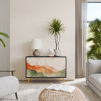 WATERCOLOUR PEAKS Aparador de 2 Portas em Acabamento Preto