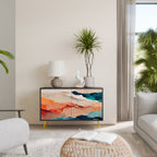 ABSTRACT LANDSCAPE Aparador de 2 Portas em Acabamento Preto