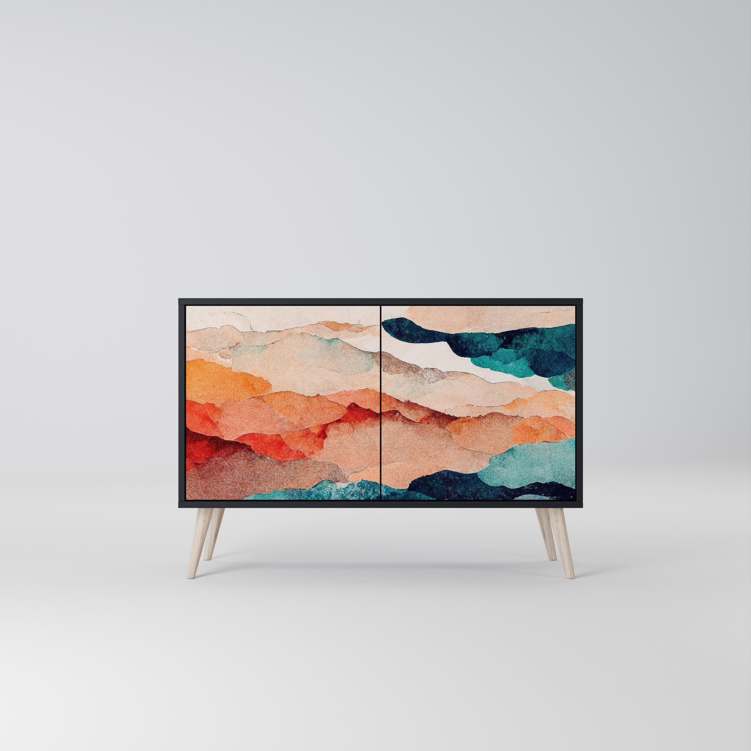 ABSTRACT LANDSCAPE Aparador de 2 Portas em Acabamento Preto