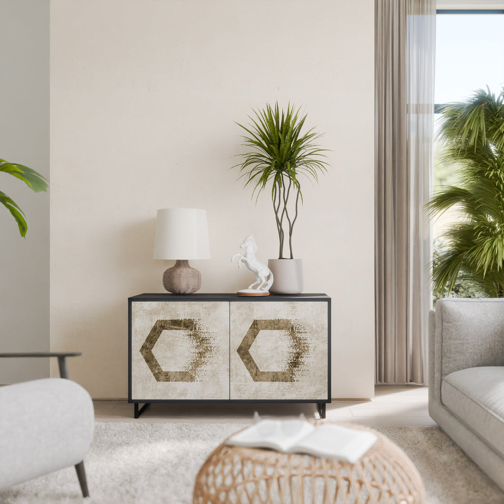 HEXAGONAL SHAPES Aparador de 2 Portas em Acabamento Preto