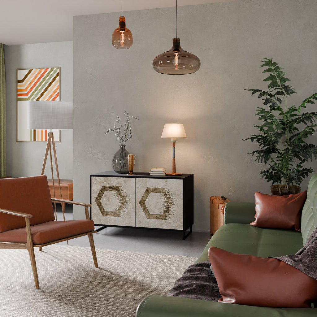 HEXAGONAL SHAPES Aparador de 2 Portas em Acabamento Preto