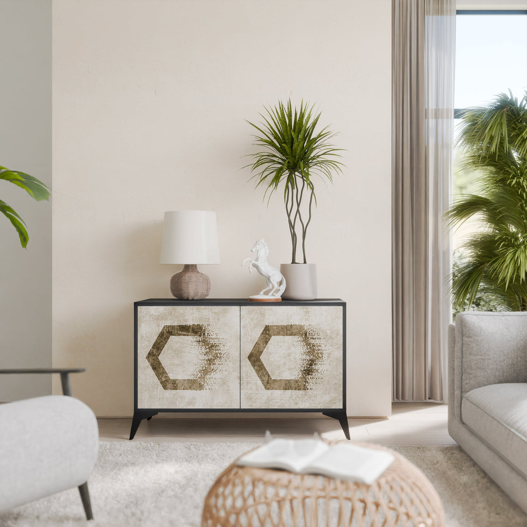 HEXAGONAL SHAPES Aparador de 2 Portas em Acabamento Preto