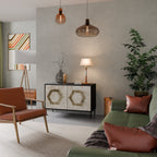 HEXAGONAL SHAPES Aparador de 2 Portas em Acabamento Preto