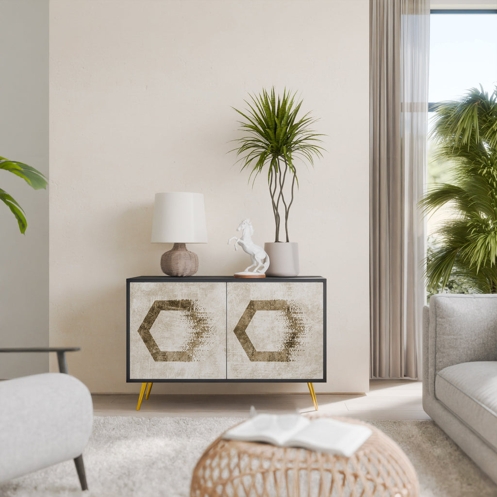 HEXAGONAL SHAPES Aparador de 2 Portas em Acabamento Preto