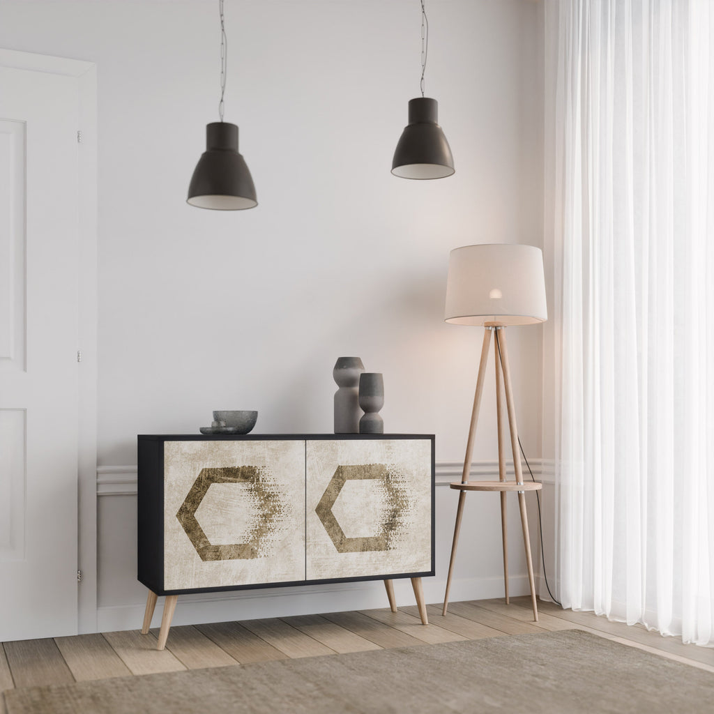 HEXAGONAL SHAPES Aparador de 2 Portas em Acabamento Preto