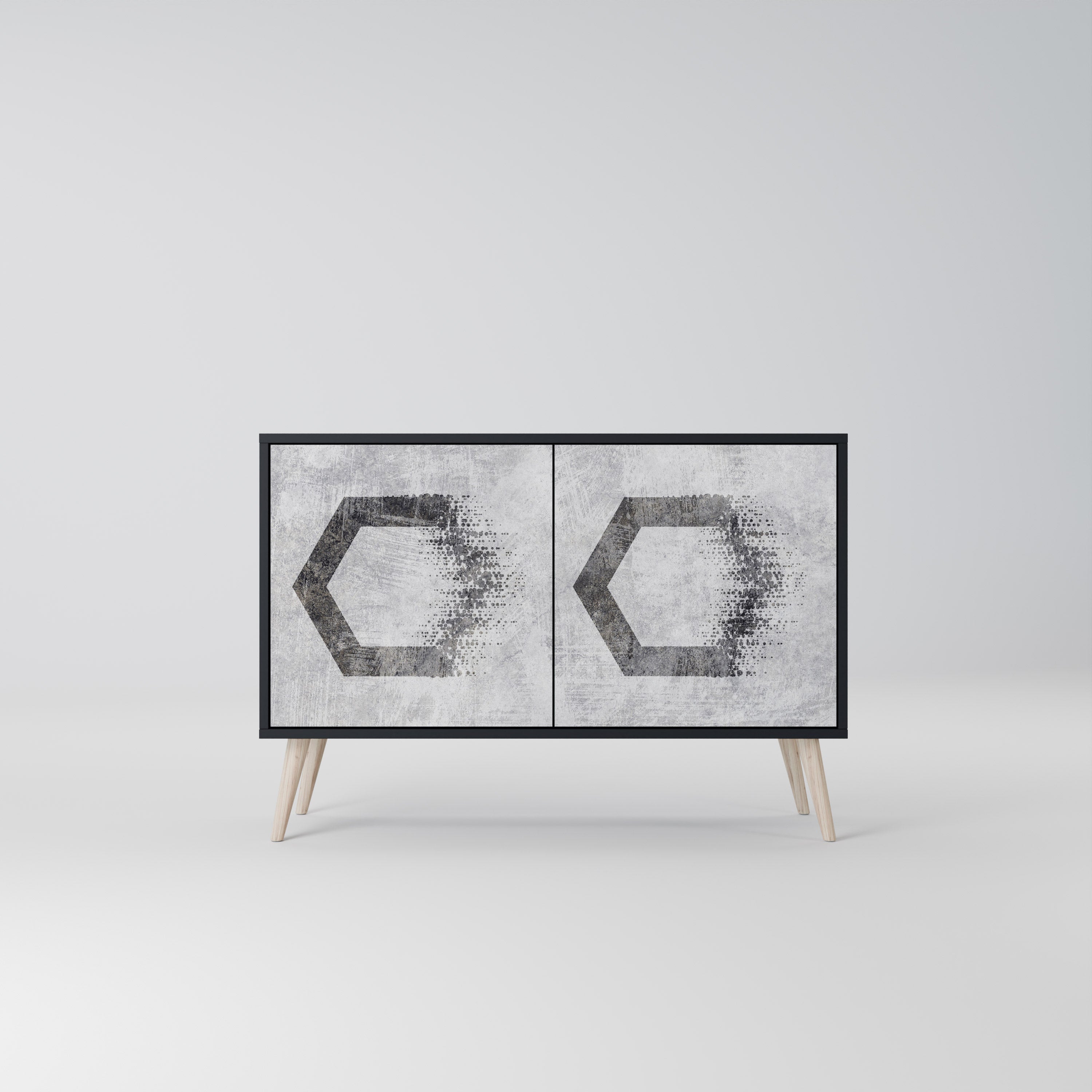 HEXAGONAL FIGURES Aparador de 2 Portas em Acabamento Preto