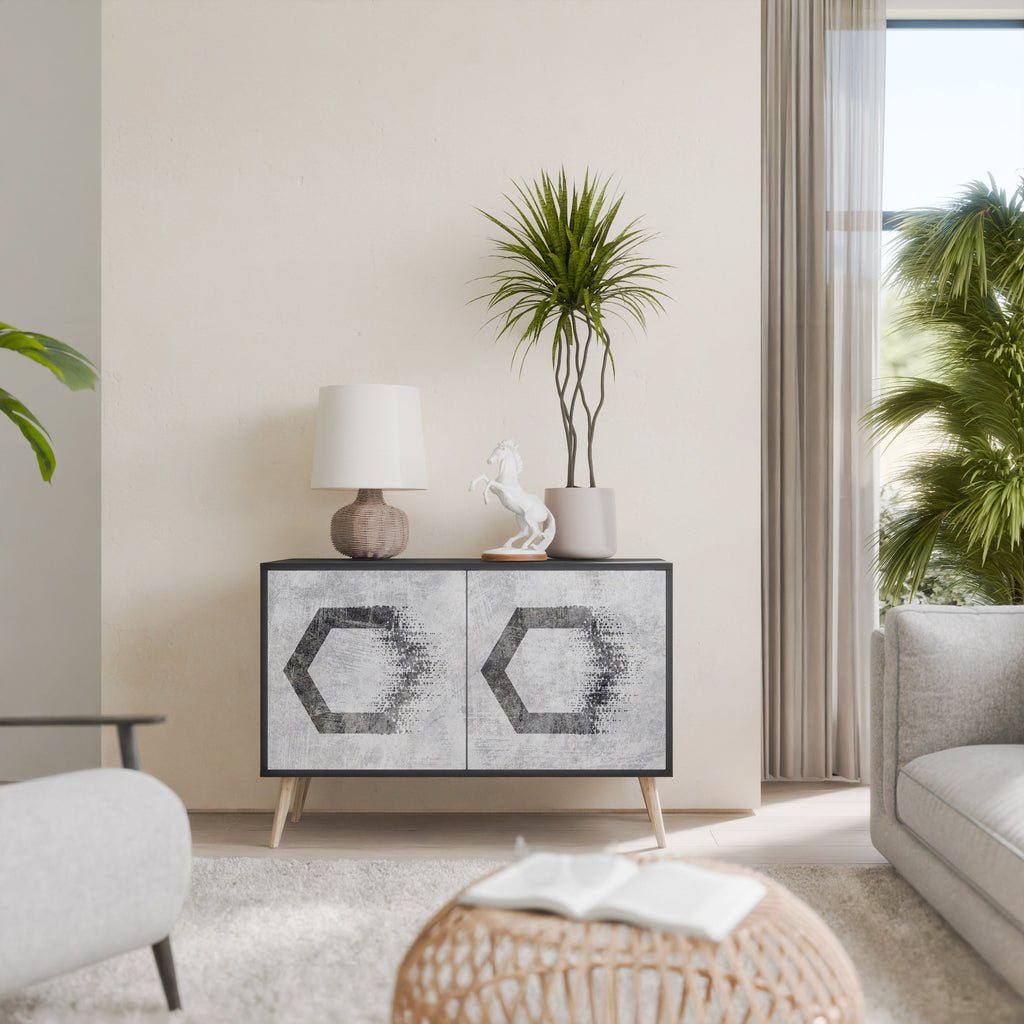 HEXAGONAL FIGURES Aparador de 2 Portas em Acabamento Preto