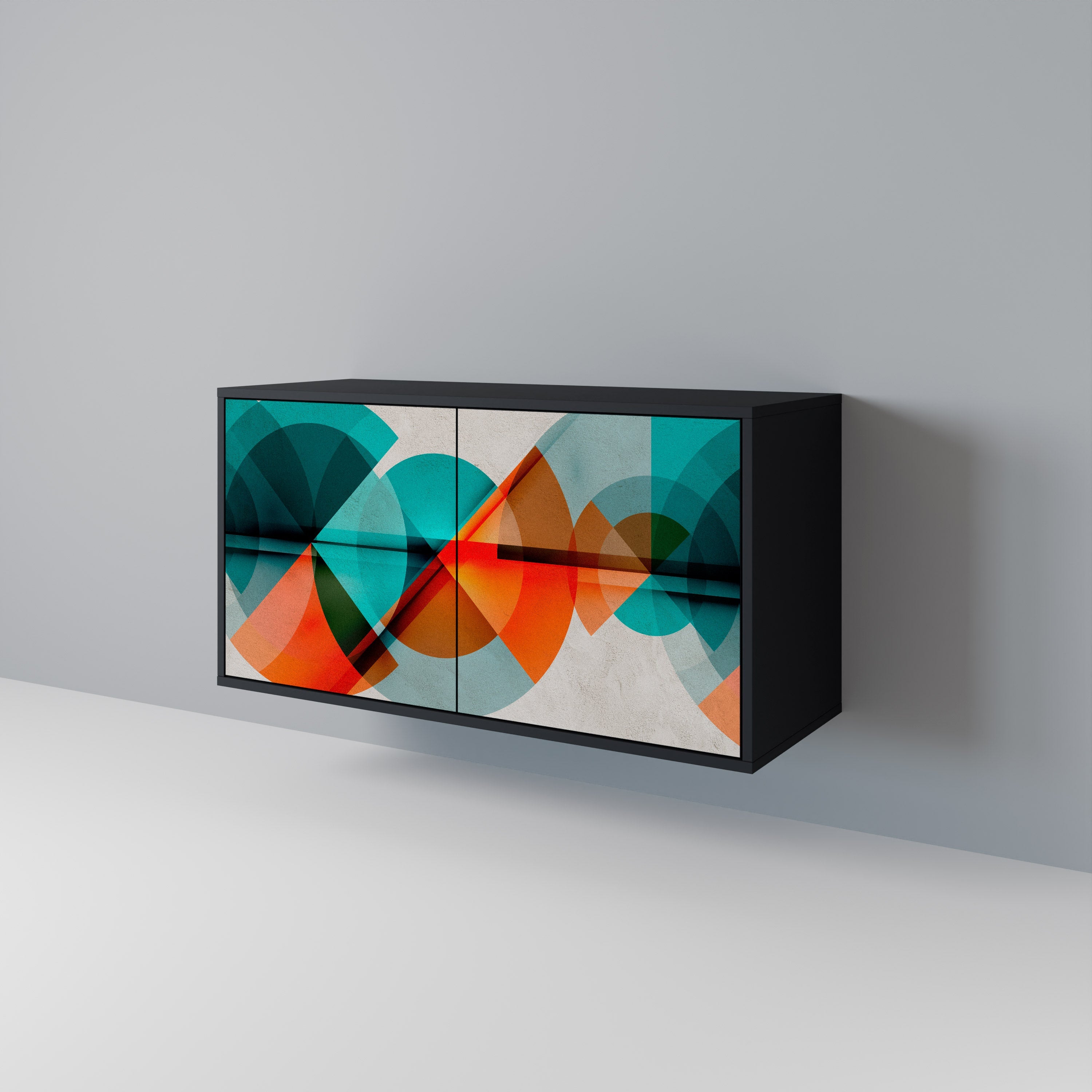 CIRCULAR RHAPSODY Aparador de 2 Portas em Acabamento Preto