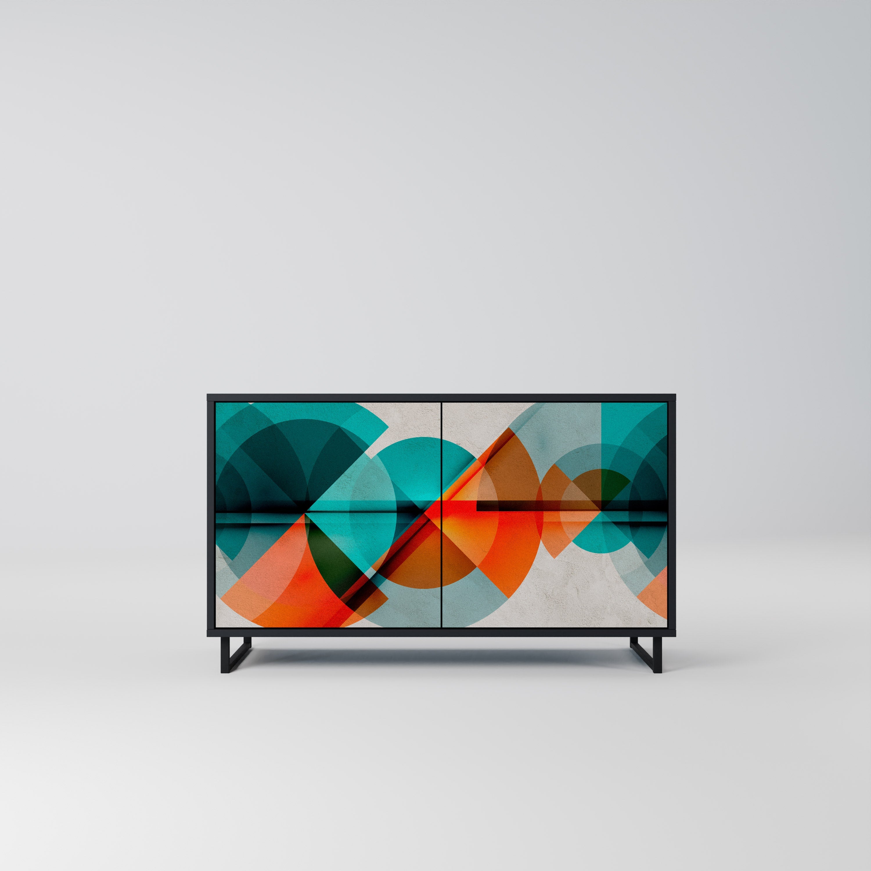 CIRCULAR RHAPSODY Aparador de 2 Portas em Acabamento Preto