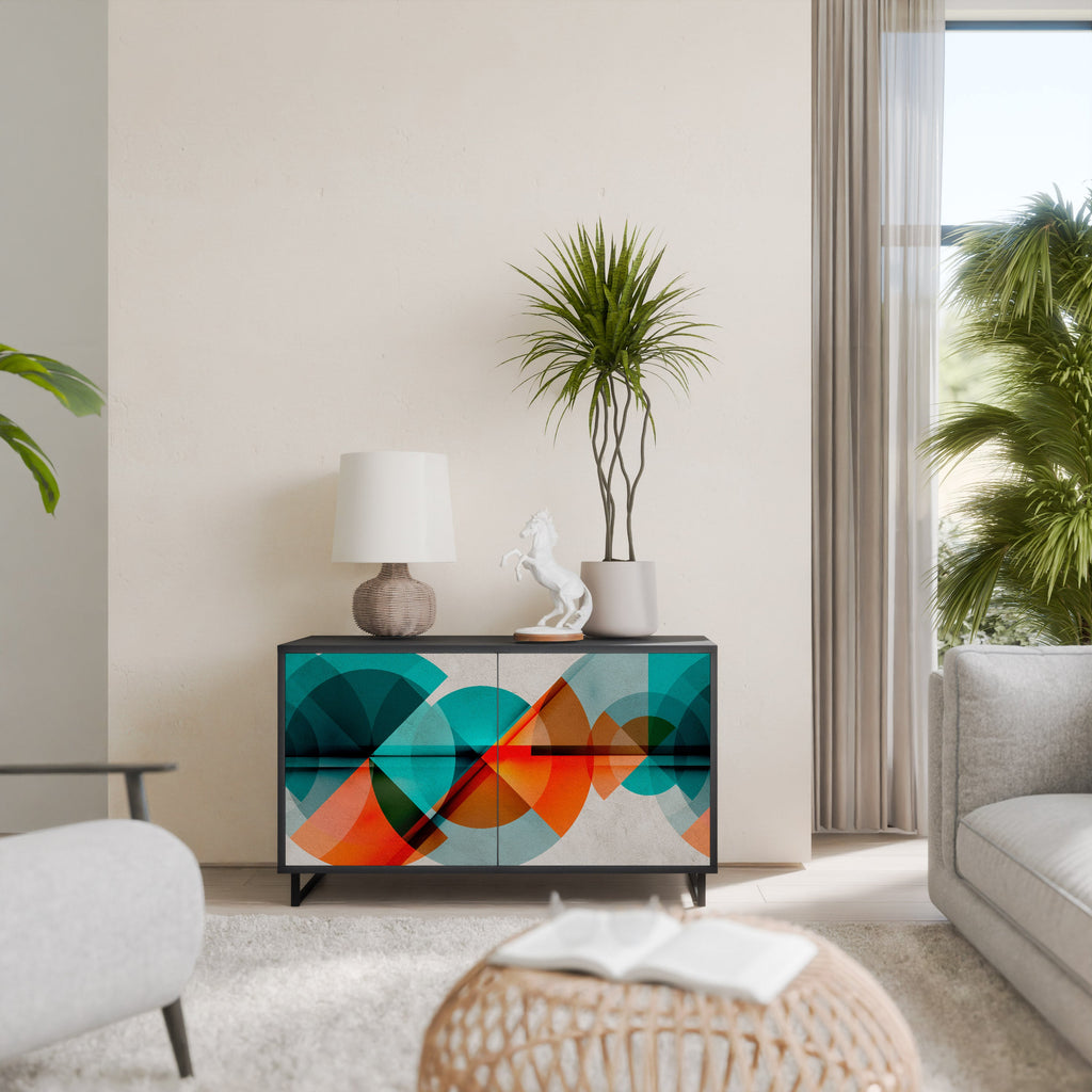 CIRCULAR RHAPSODY Aparador de 2 Portas em Acabamento Preto