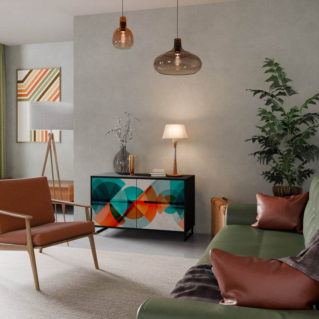 CIRCULAR RHAPSODY Aparador de 2 Portas em Acabamento Preto