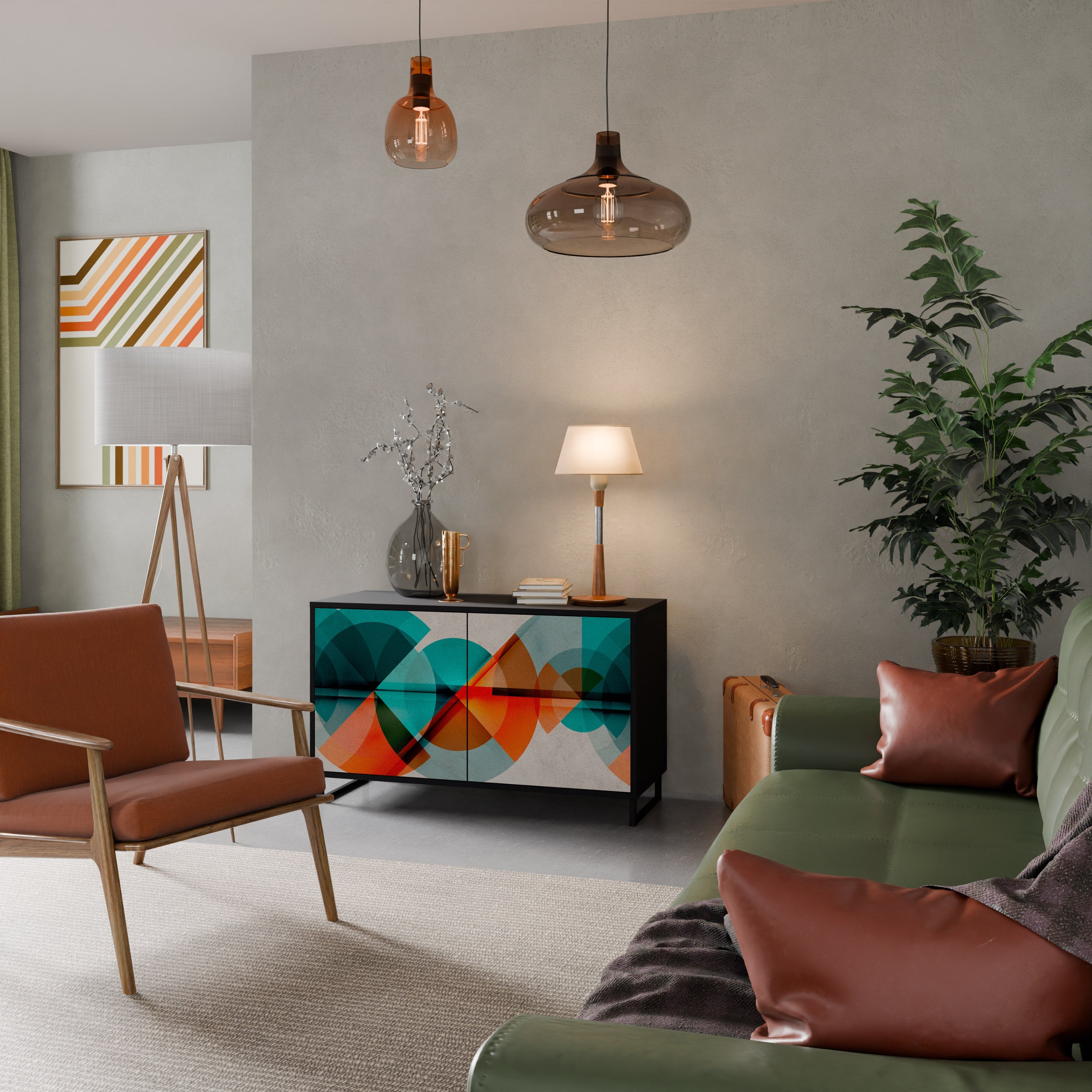 CIRCULAR RHAPSODY Aparador de 2 Portas em Acabamento Preto