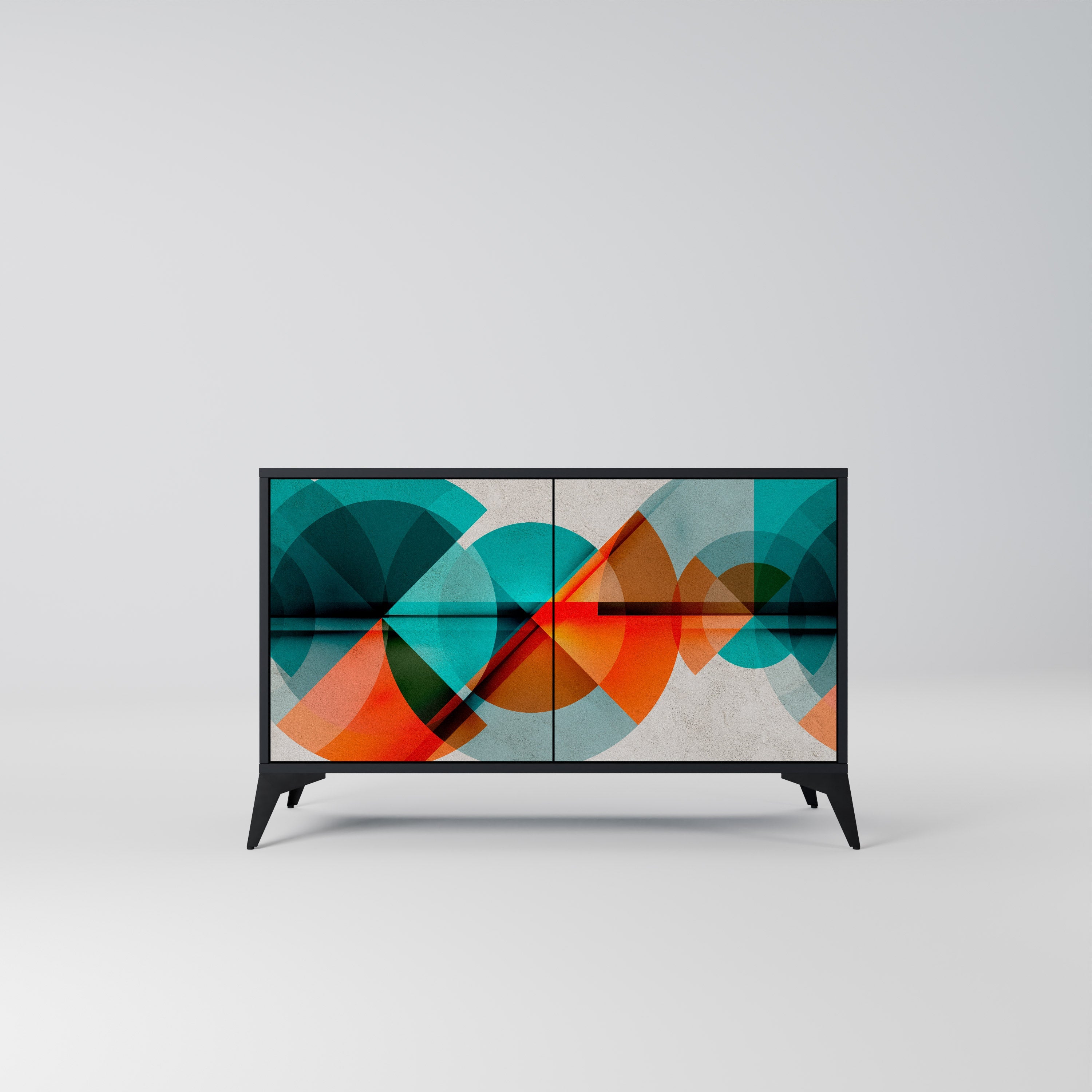 CIRCULAR RHAPSODY Aparador de 2 Portas em Acabamento Preto